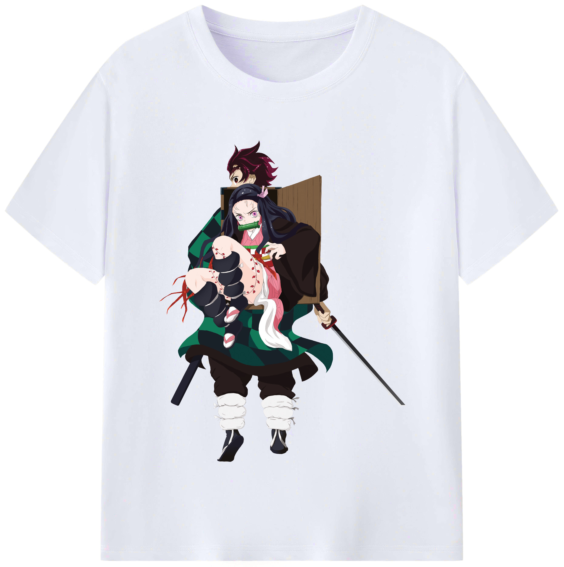 （画像用） 鬼滅の刃（きめつのやいば）竈門 禰󠄀豆子／かまど ねずこ Kamado Nezuko レディースカジュアルプリントTシャツ（綿100％）