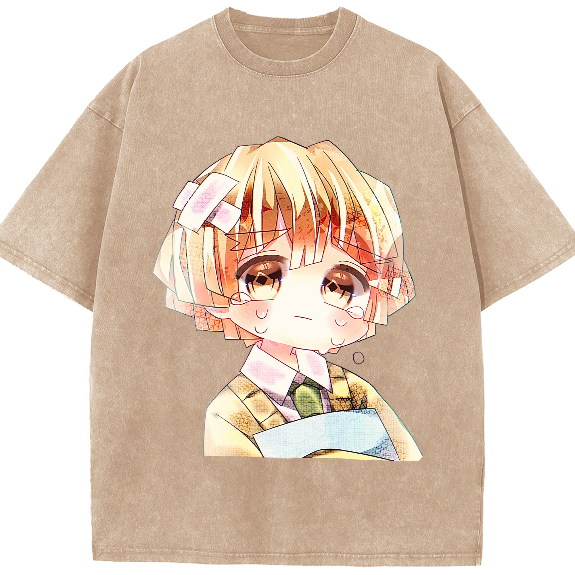 （画像用） 鬼滅の刃（きめつのやいば）我妻 善逸／あがつま ぜんいつ Agatsuma Zenitsu 綿100% ヴィンテージ風 半袖Tシャツ（フロントプリント）