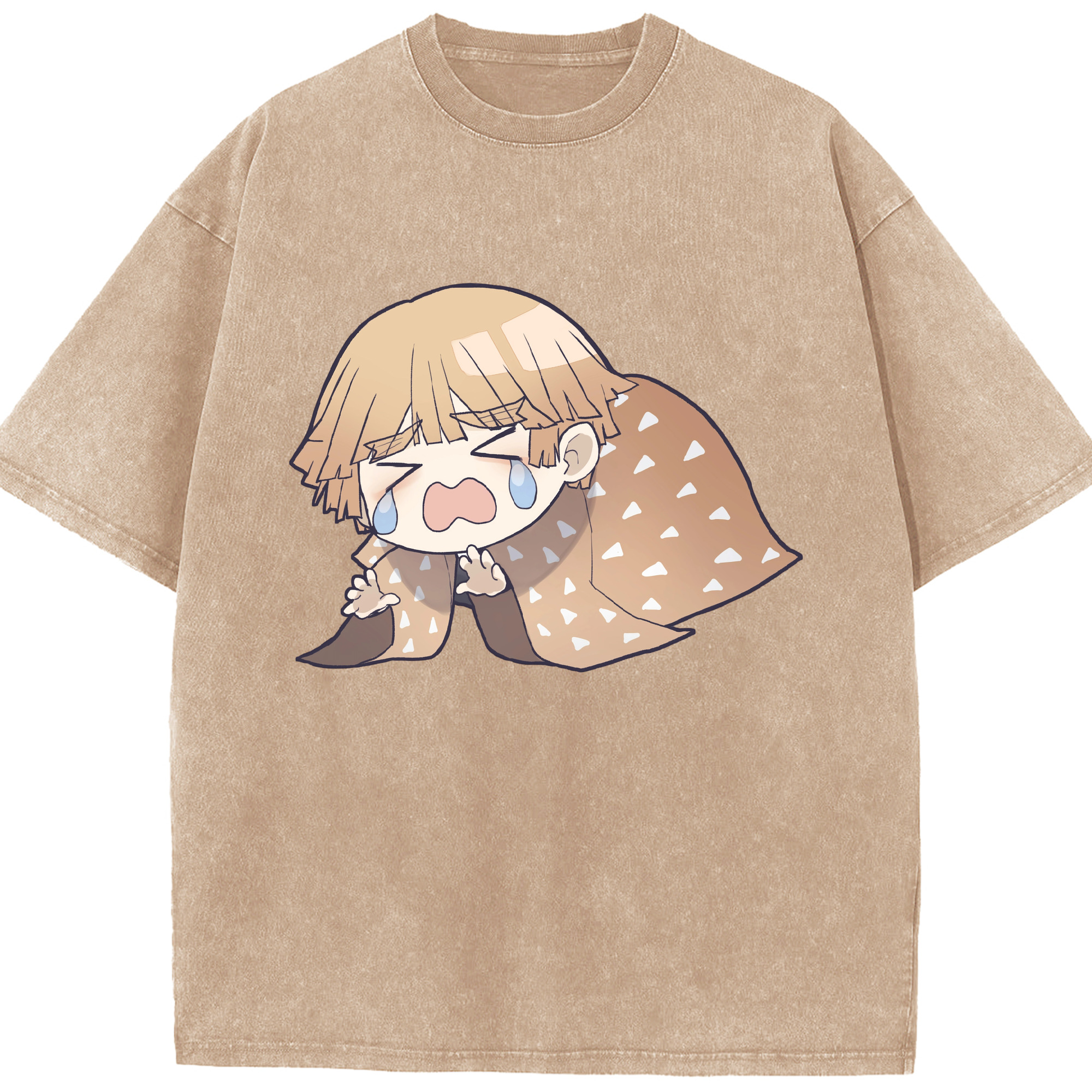 （画像用） 鬼滅の刃（きめつのやいば）我妻 善逸／あがつま ぜんいつ Agatsuma Zenitsu 綿100% ヴィンテージ風 半袖Tシャツ（フロントプリント）