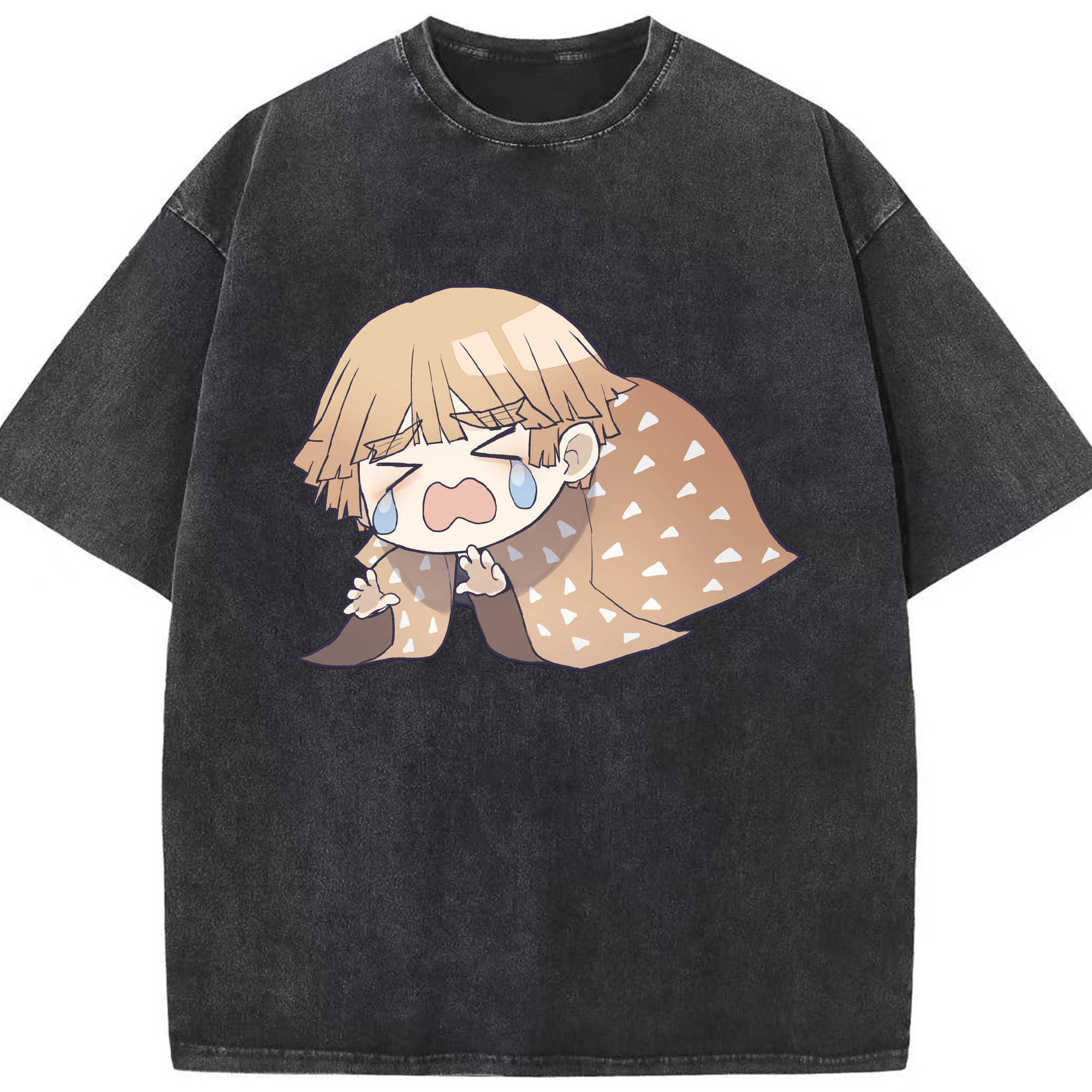 （画像用） 鬼滅の刃（きめつのやいば）我妻 善逸／あがつま ぜんいつ Agatsuma Zenitsu 綿100% ヴィンテージ風 半袖Tシャツ（フロントプリント）