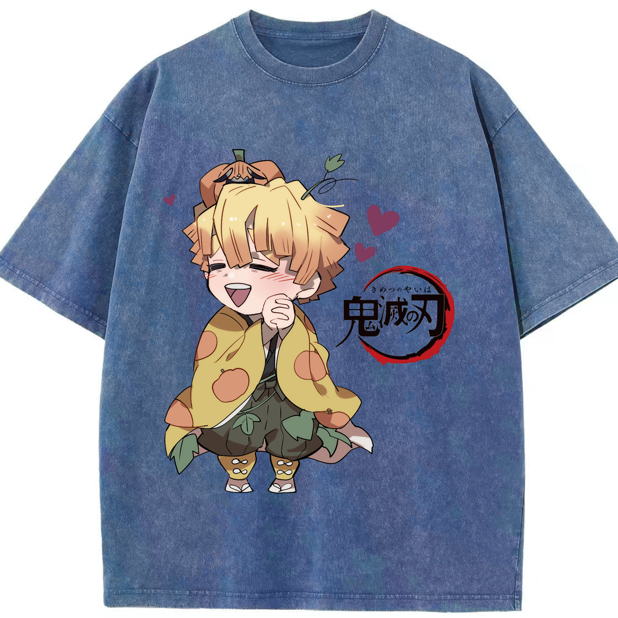 （画像用） 鬼滅の刃（きめつのやいば）我妻 善逸／あがつま ぜんいつ Agatsuma Zenitsu 綿100% ヴィンテージ風 半袖Tシャツ（フロントプリント）