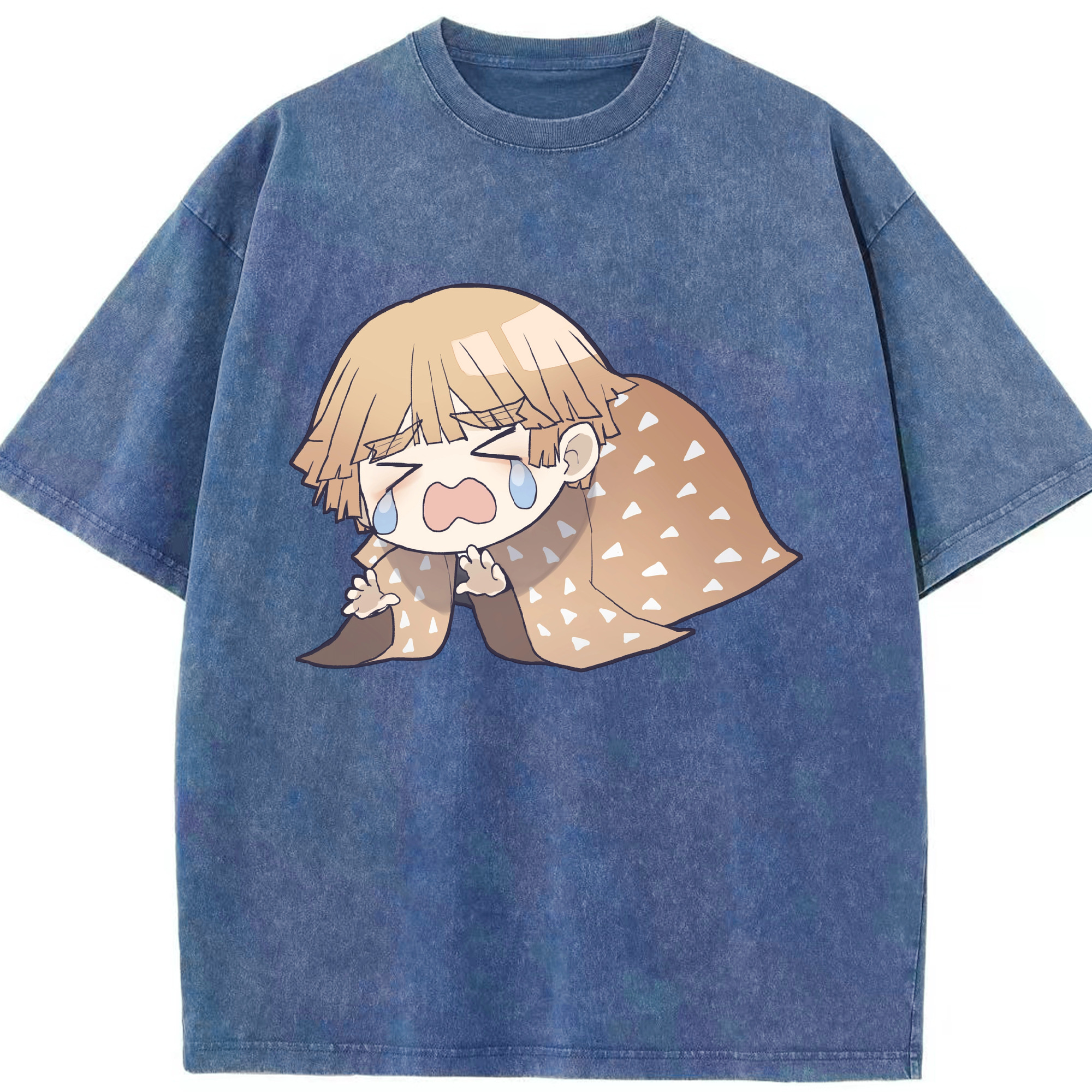 （画像用） 鬼滅の刃（きめつのやいば）我妻 善逸／あがつま ぜんいつ Agatsuma Zenitsu 綿100% ヴィンテージ風 半袖Tシャツ（フロントプリント）