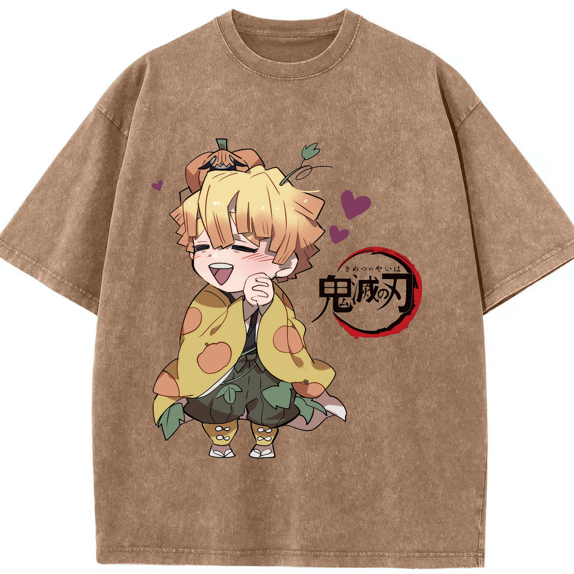 （画像用） 鬼滅の刃（きめつのやいば）我妻 善逸／あがつま ぜんいつ Agatsuma Zenitsu 綿100% ヴィンテージ風 半袖Tシャツ（フロントプリント）