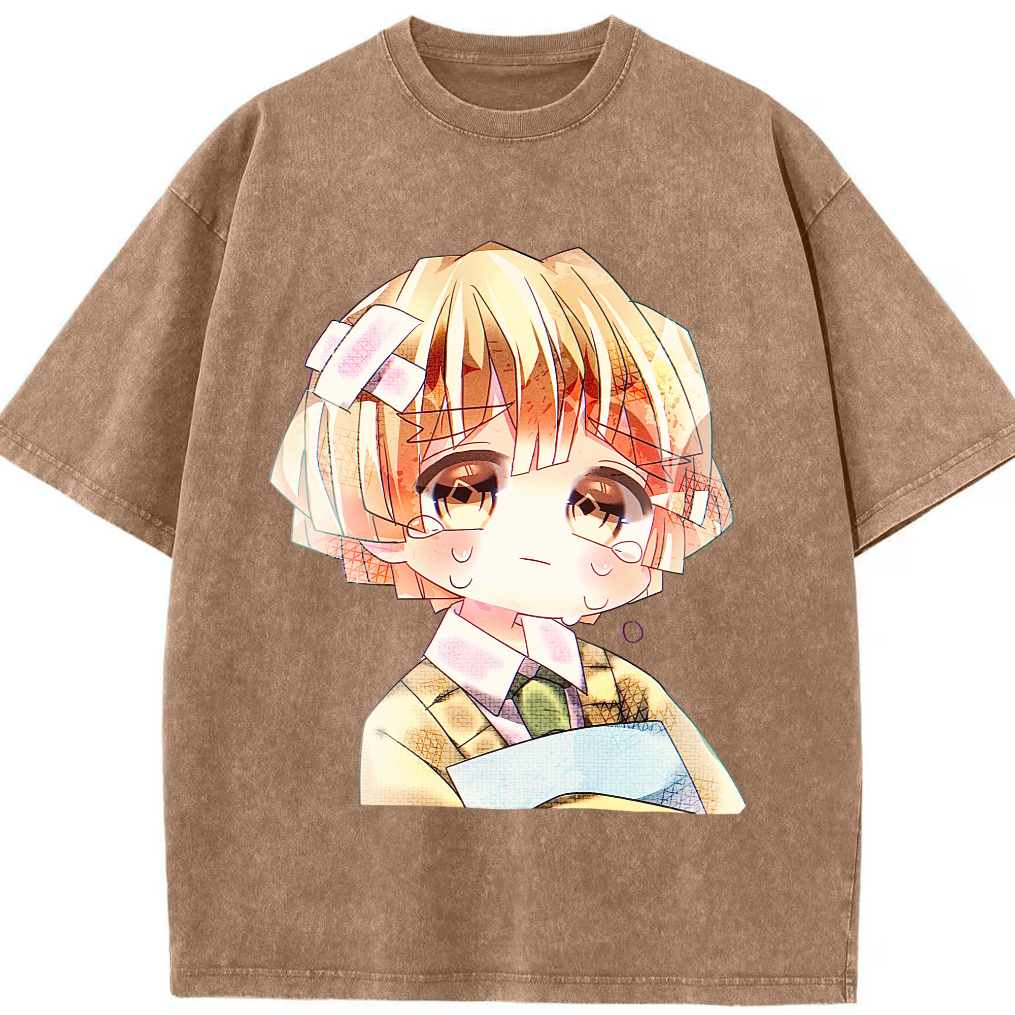 （画像用） 鬼滅の刃（きめつのやいば）我妻 善逸／あがつま ぜんいつ Agatsuma Zenitsu 綿100% ヴィンテージ風 半袖Tシャツ（フロントプリント）