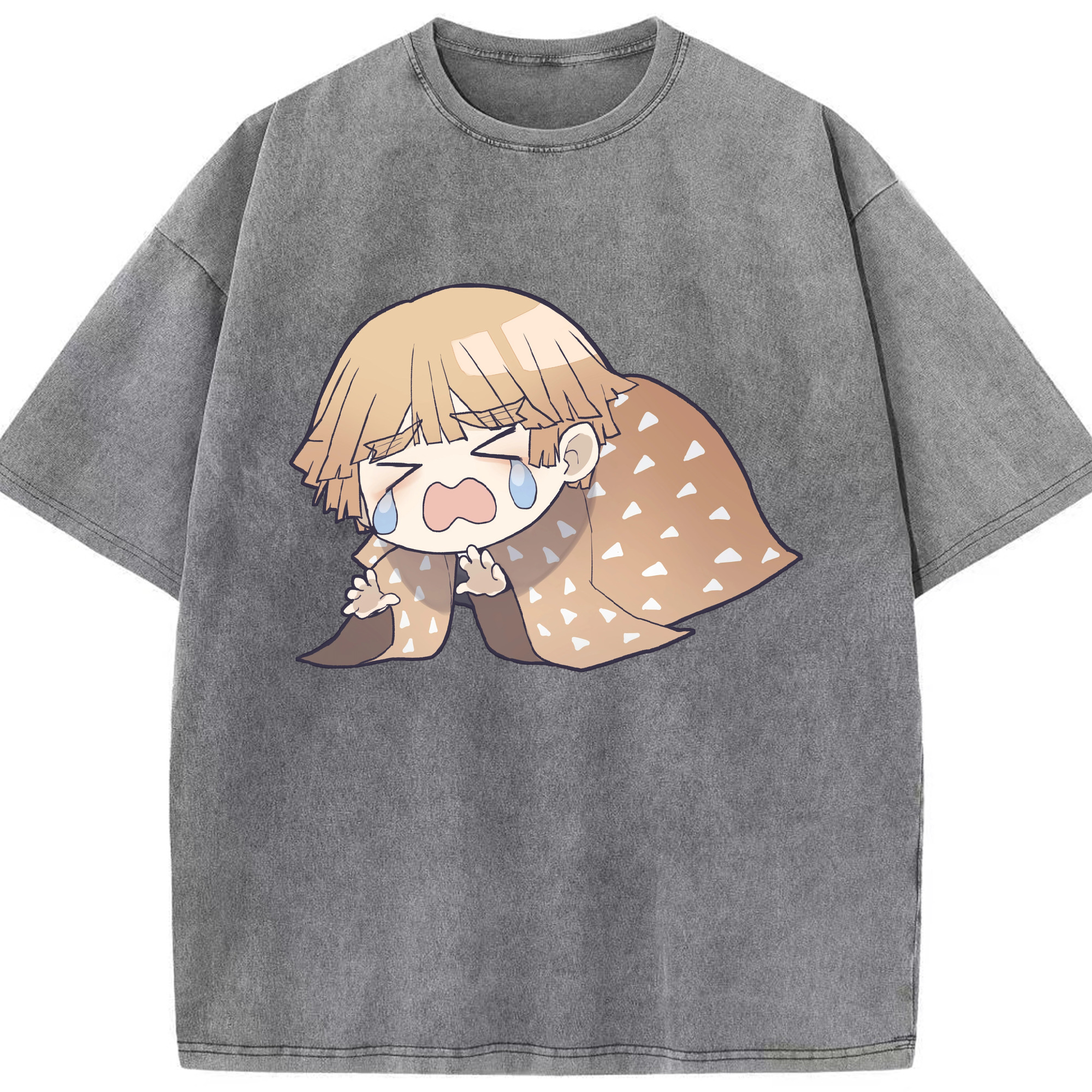 （画像用） 鬼滅の刃（きめつのやいば）我妻 善逸／あがつま ぜんいつ Agatsuma Zenitsu 綿100% ヴィンテージ風 半袖Tシャツ（フロントプリント）