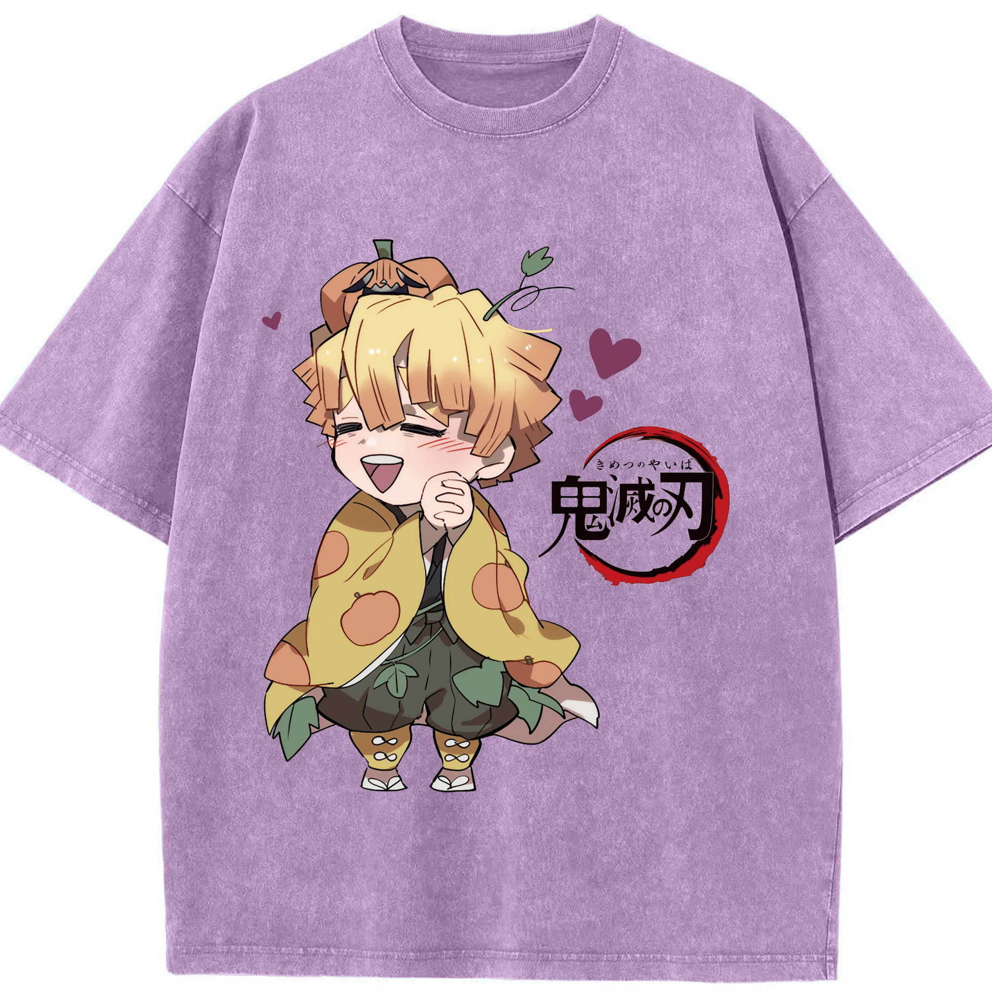 （画像用） 鬼滅の刃（きめつのやいば）我妻 善逸／あがつま ぜんいつ Agatsuma Zenitsu 綿100% ヴィンテージ風 半袖Tシャツ（フロントプリント）