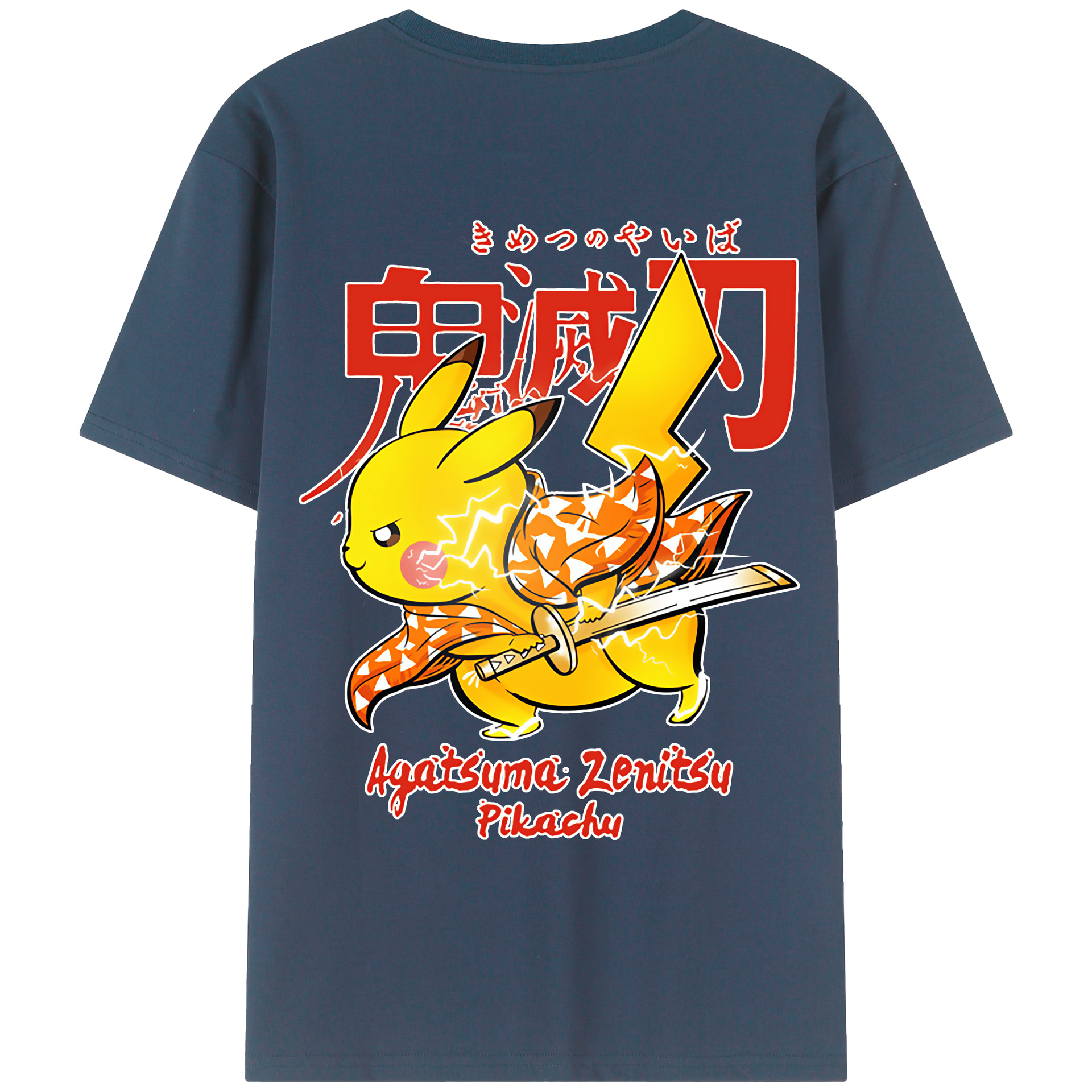 （画像用） 鬼滅の刃（きめつのやいば）我妻 善逸／あがつま ぜんいつ Agatsuma Zenitsu 綿100％ メンズ半袖Tシャツ（バックプリント） 通気性