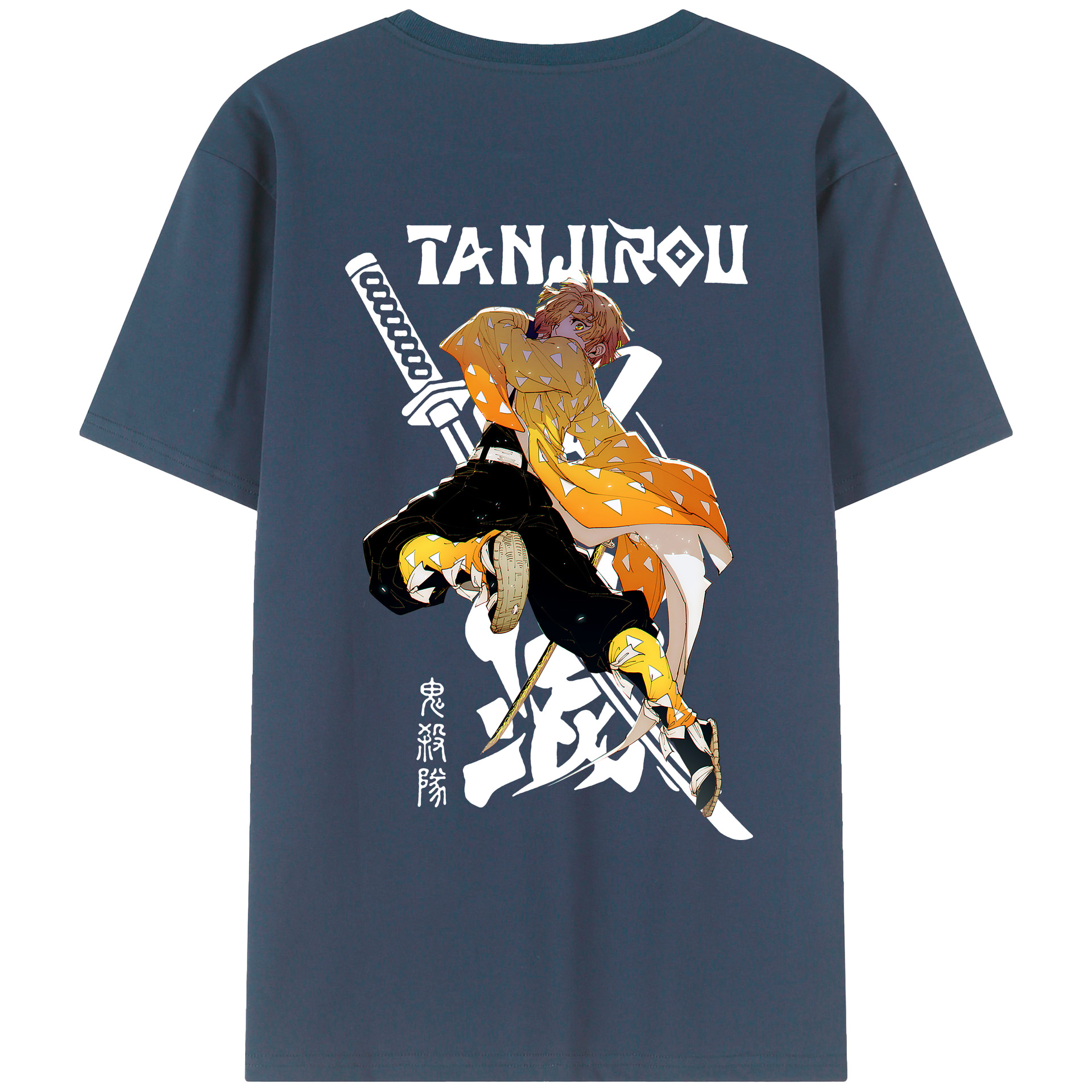 （画像用） 鬼滅の刃（きめつのやいば）我妻 善逸／あがつま ぜんいつ Agatsuma Zenitsu 綿100％ メンズ半袖Tシャツ（バックプリント） 通気性
