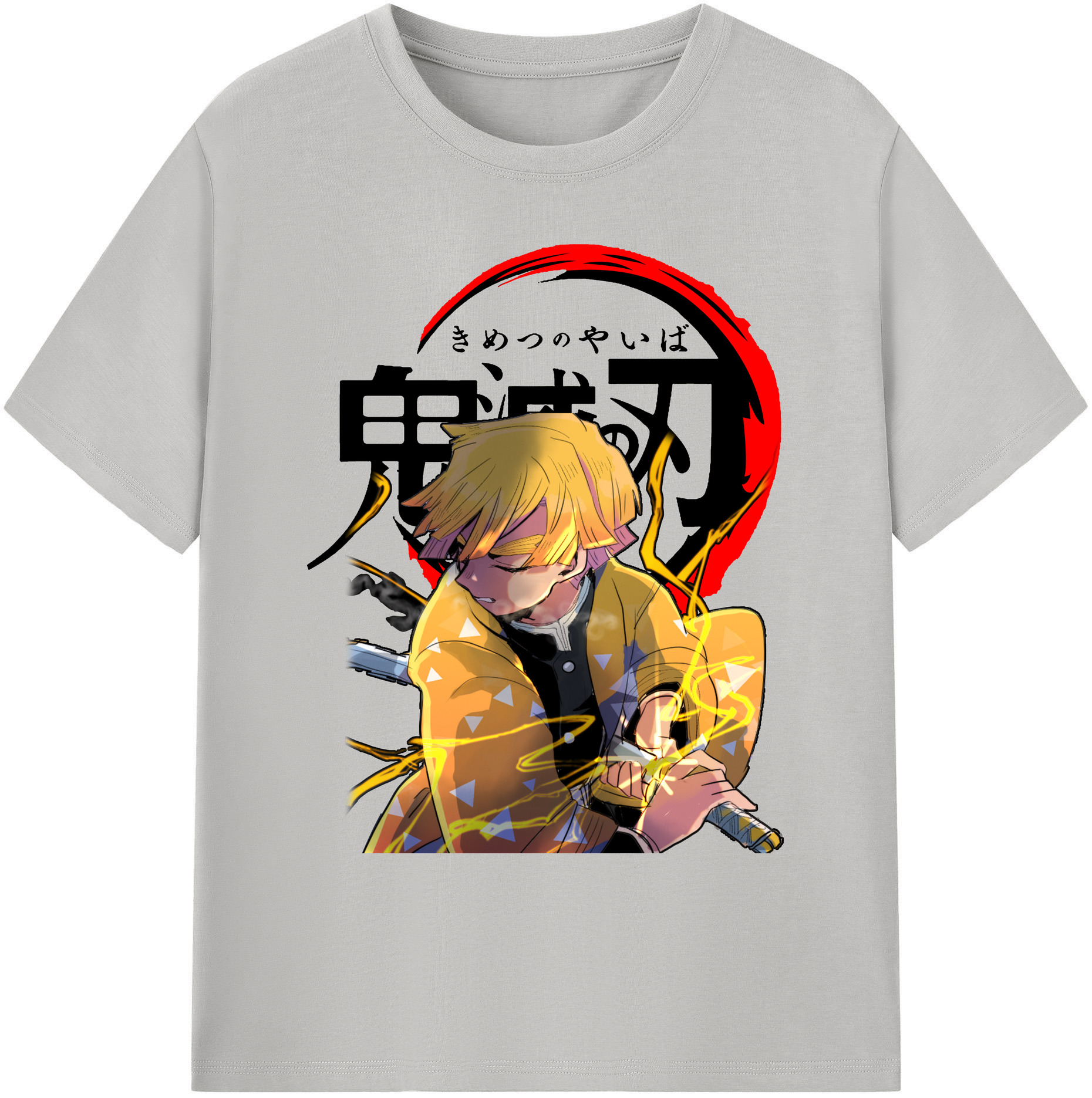 （画像用） 鬼滅の刃（きめつのやいば）我妻 善逸／あがつま ぜんいつ Agatsuma Zenitsu 綿100％ メンズ半袖Tシャツ｜肌触りやわらか＆通気性