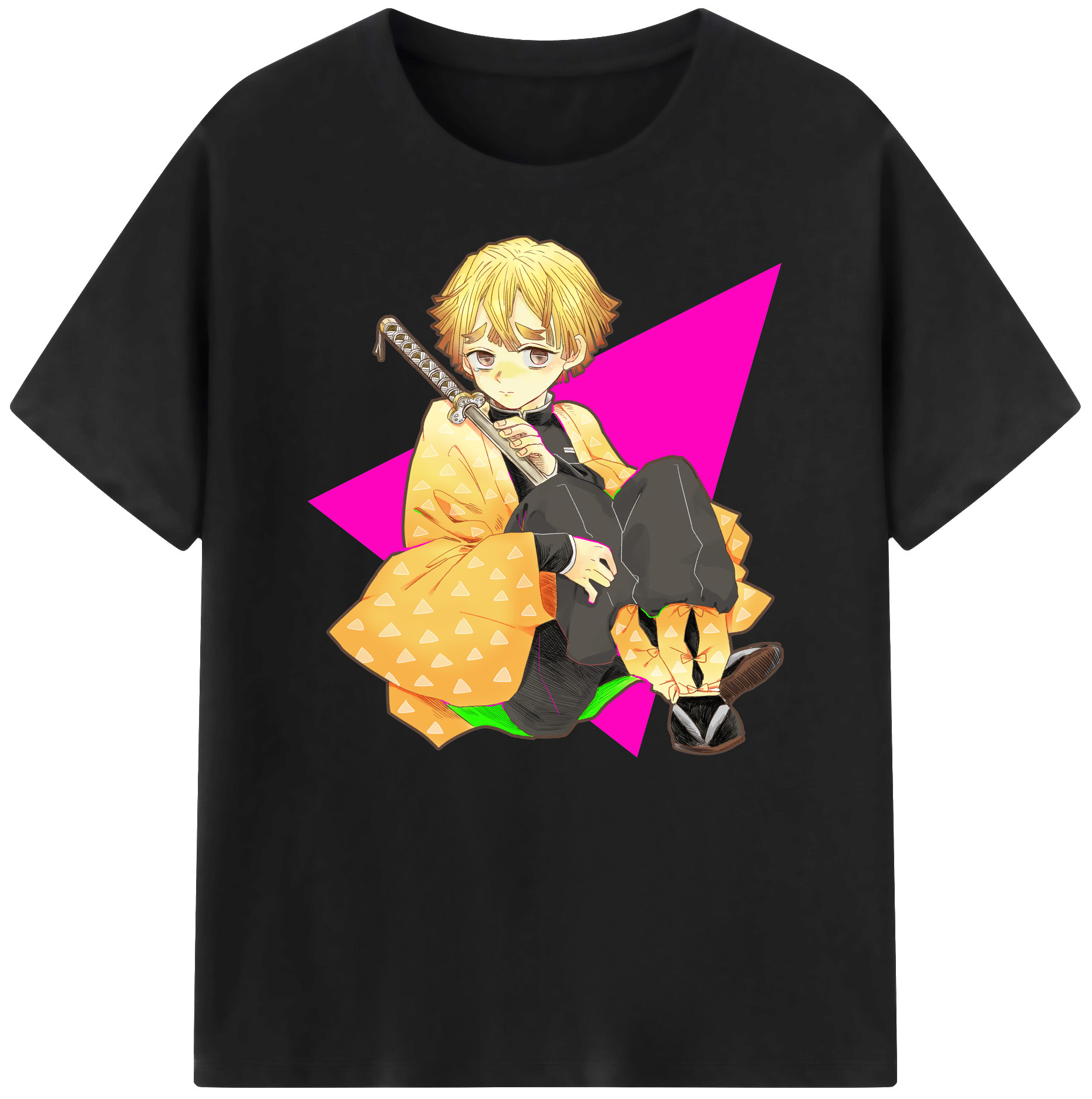 （画像用） 鬼滅の刃（きめつのやいば）我妻 善逸／あがつま ぜんいつ Agatsuma Zenitsu 綿100％ メンズ半袖Tシャツ｜肌触りやわらか＆通気性