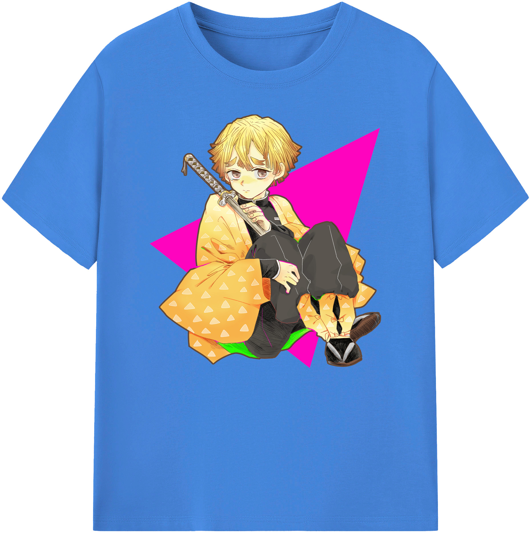 （画像用） 鬼滅の刃（きめつのやいば）我妻 善逸／あがつま ぜんいつ Agatsuma Zenitsu 綿100％ メンズ半袖Tシャツ｜肌触りやわらか＆通気性