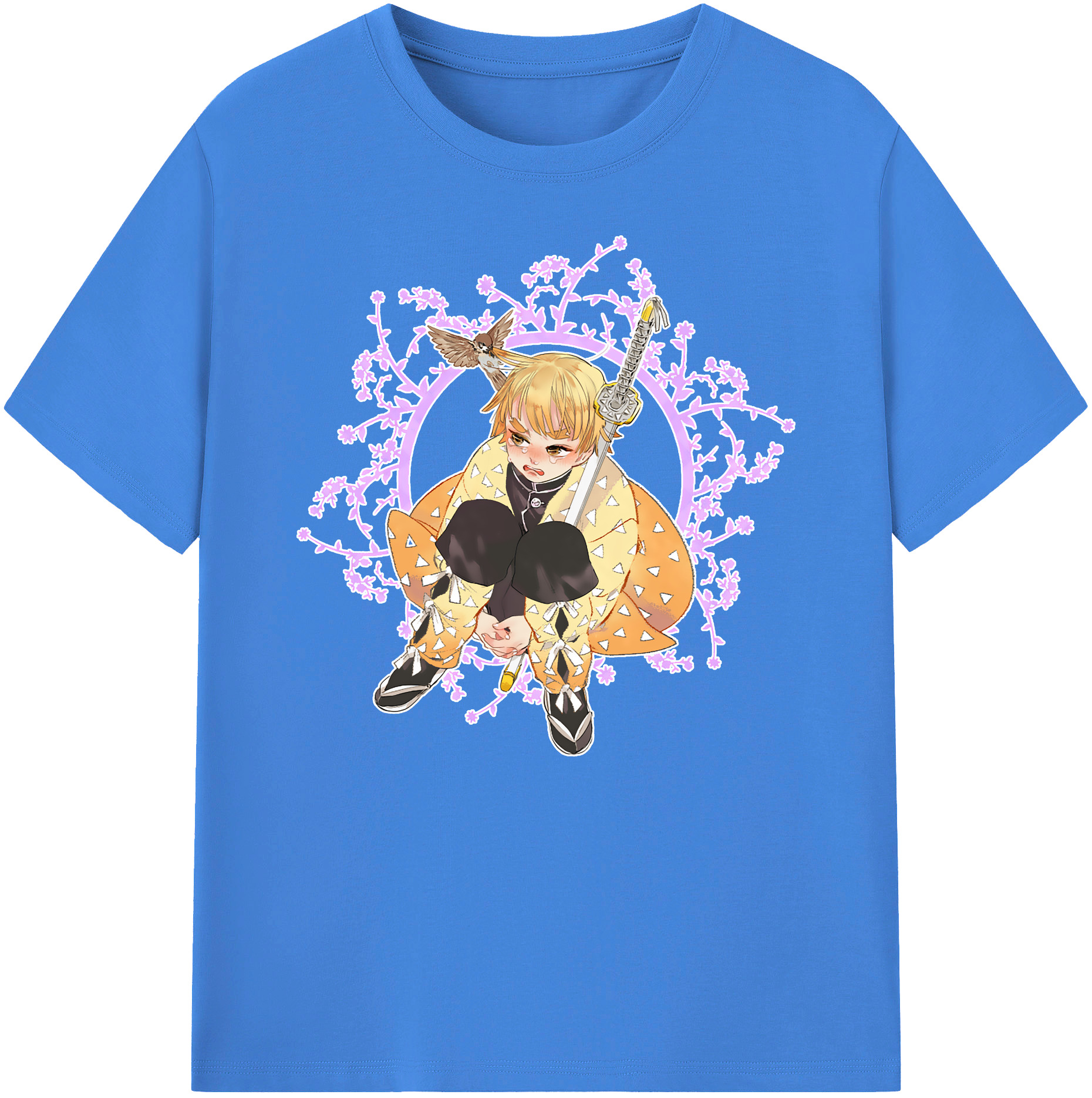 （画像用） 鬼滅の刃（きめつのやいば）我妻 善逸／あがつま ぜんいつ Agatsuma Zenitsu 綿100％ メンズ半袖Tシャツ｜肌触りやわらか＆通気性