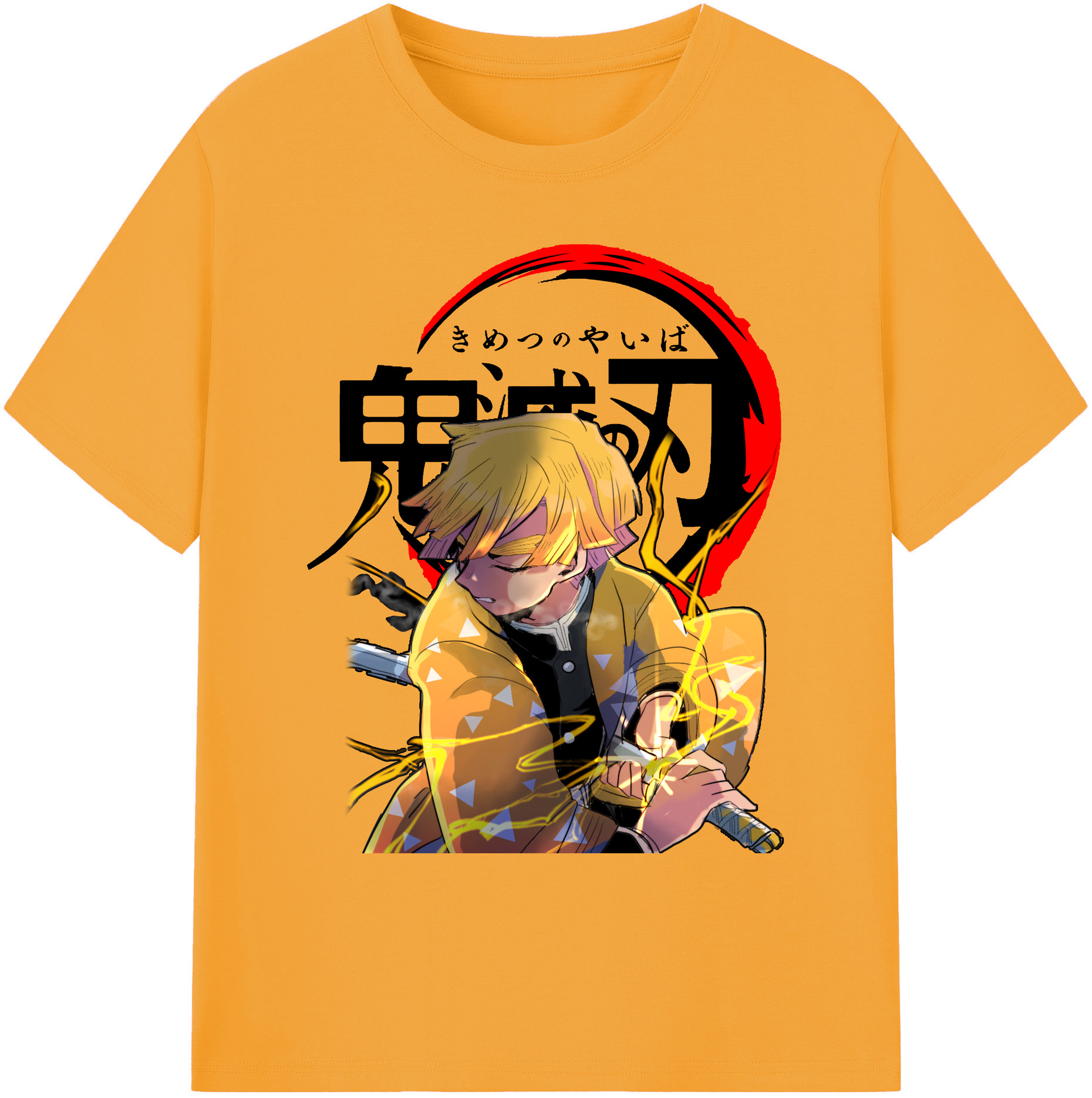 （画像用） 鬼滅の刃（きめつのやいば）我妻 善逸／あがつま ぜんいつ Agatsuma Zenitsu 綿100％ メンズ半袖Tシャツ｜肌触りやわらか＆通気性