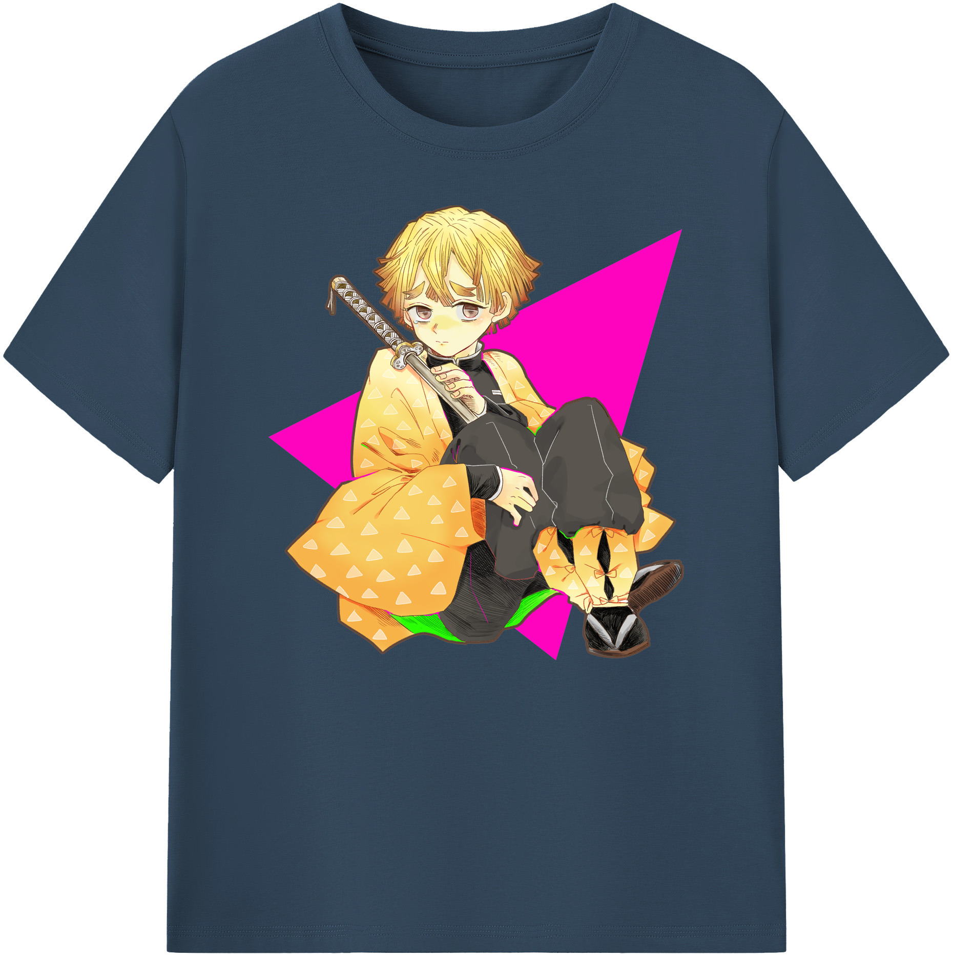 （画像用） 鬼滅の刃（きめつのやいば）我妻 善逸／あがつま ぜんいつ Agatsuma Zenitsu 綿100％ メンズ半袖Tシャツ｜肌触りやわらか＆通気性