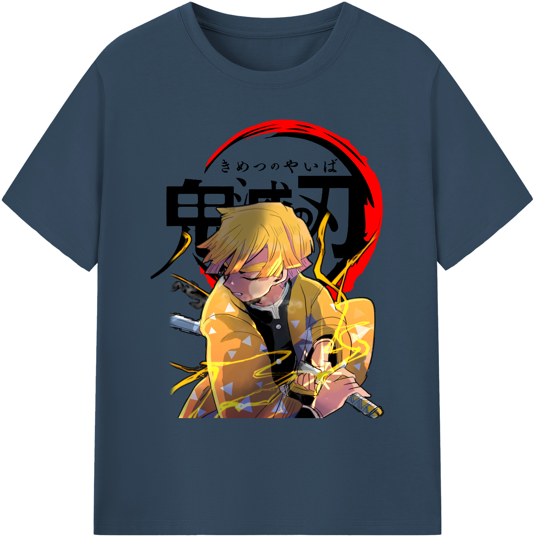 （画像用） 鬼滅の刃（きめつのやいば）我妻 善逸／あがつま ぜんいつ Agatsuma Zenitsu 綿100％ メンズ半袖Tシャツ｜肌触りやわらか＆通気性