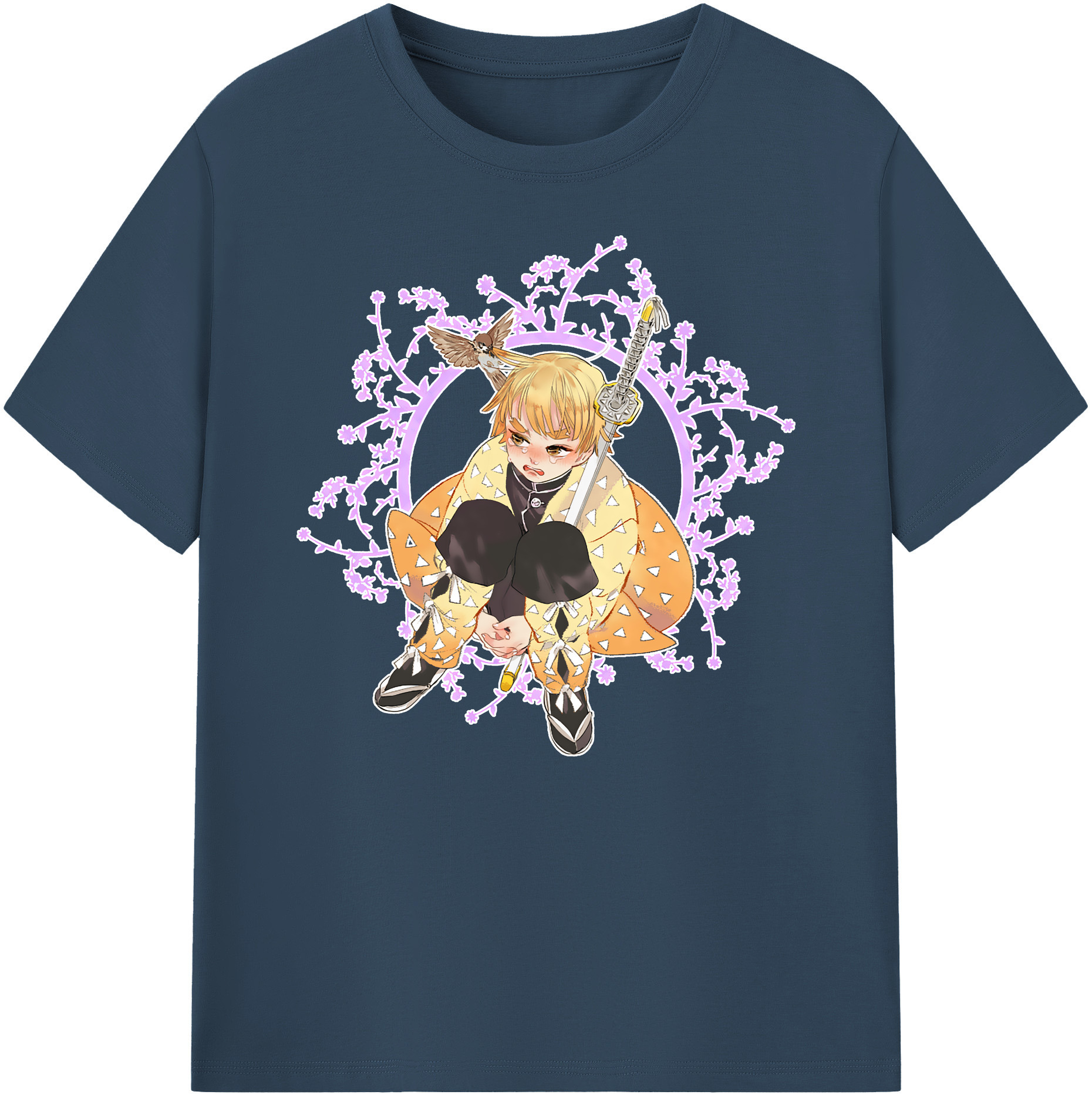 （画像用） 鬼滅の刃（きめつのやいば）我妻 善逸／あがつま ぜんいつ Agatsuma Zenitsu 綿100％ メンズ半袖Tシャツ｜肌触りやわらか＆通気性