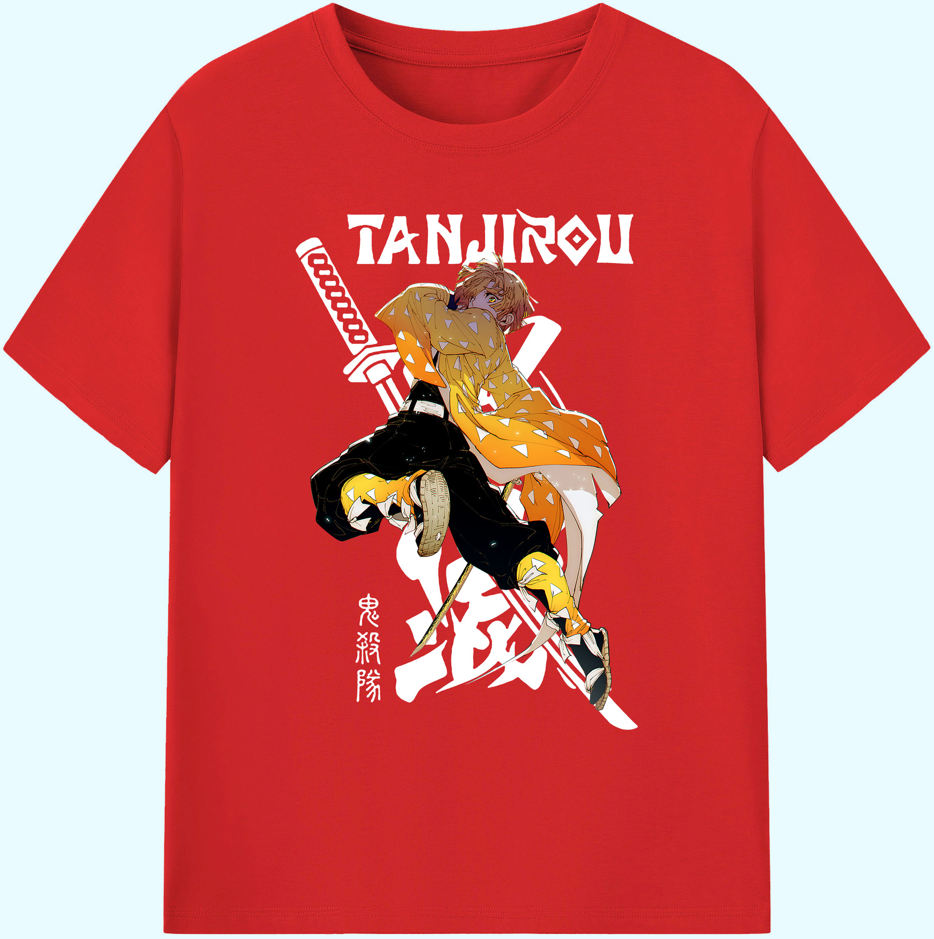（画像用） 鬼滅の刃（きめつのやいば）我妻 善逸／あがつま ぜんいつ Agatsuma Zenitsu 綿100％ メンズ半袖Tシャツ｜肌触りやわらか＆通気性