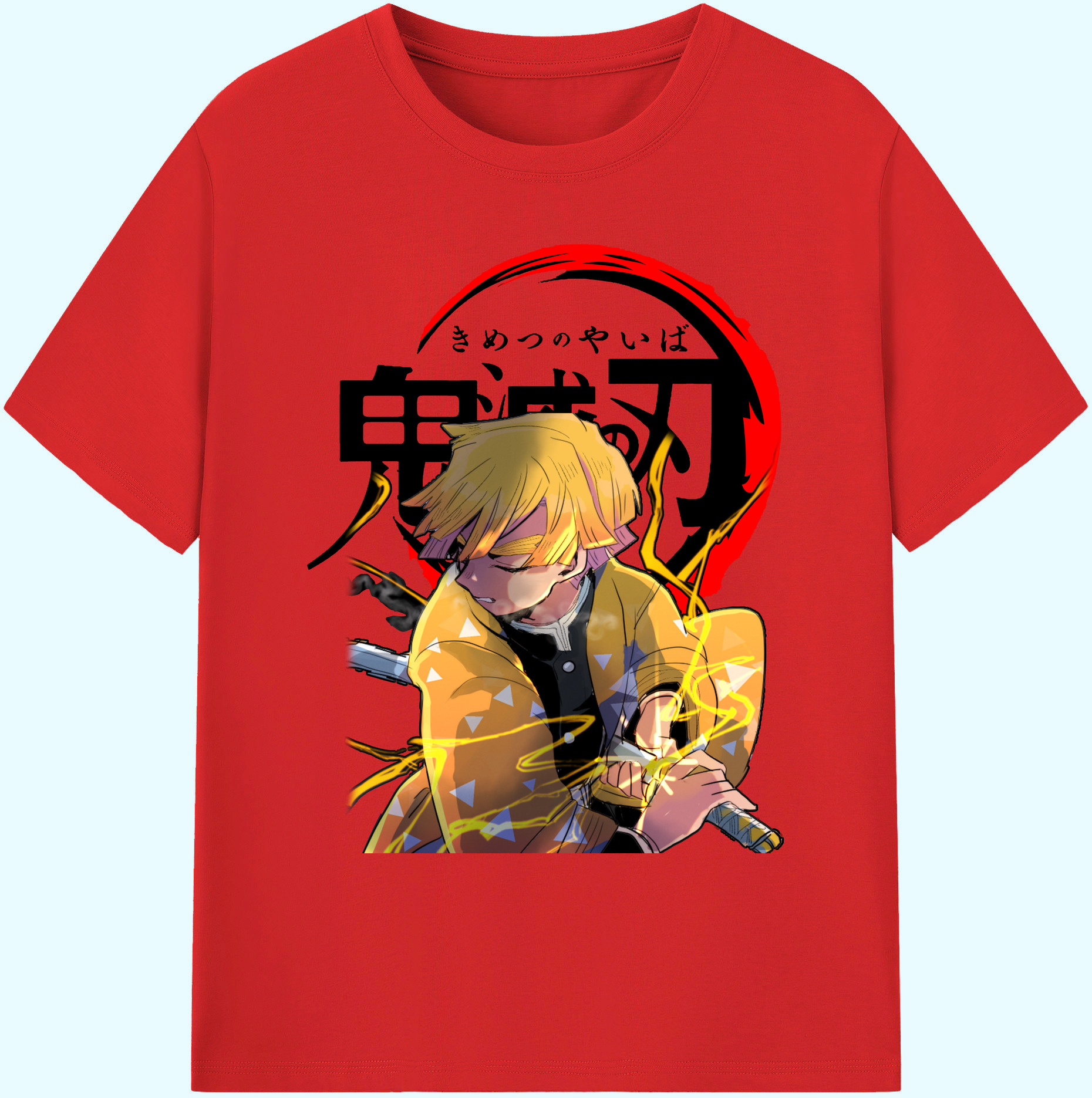 （画像用） 鬼滅の刃（きめつのやいば）我妻 善逸／あがつま ぜんいつ Agatsuma Zenitsu 綿100％ メンズ半袖Tシャツ｜肌触りやわらか＆通気性