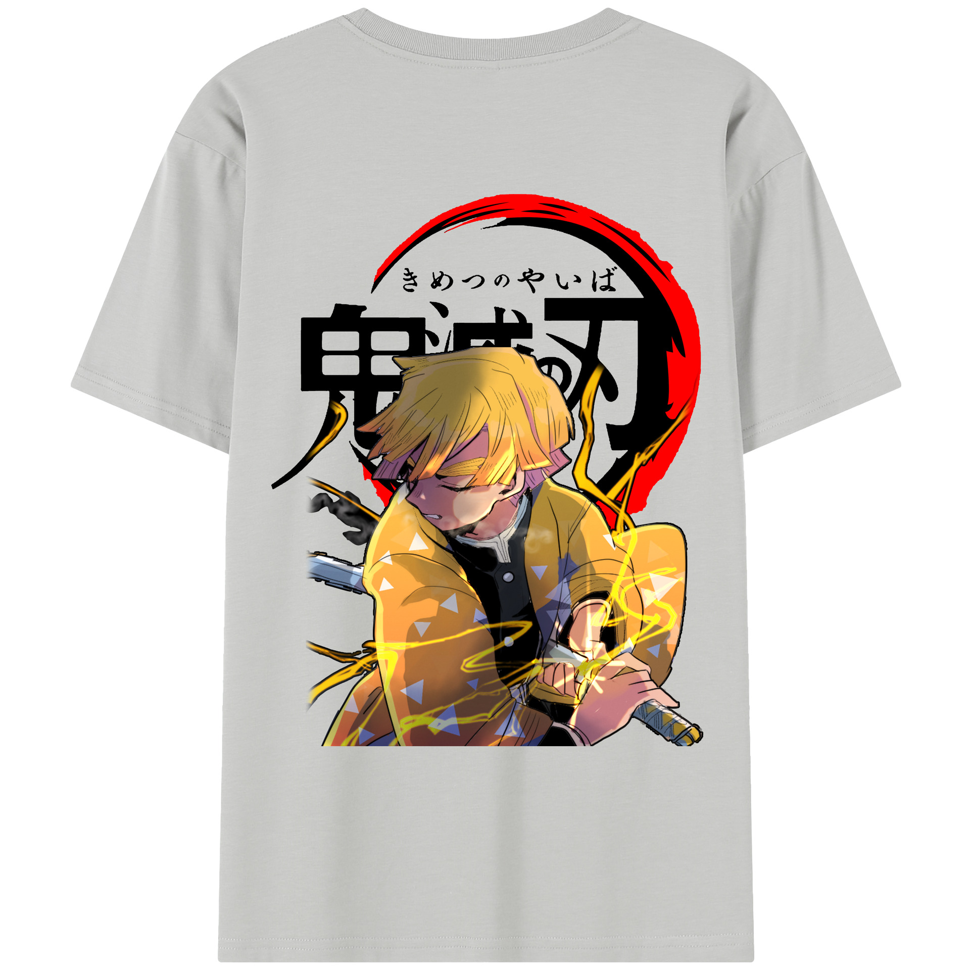 （画像用） 鬼滅の刃（きめつのやいば）我妻 善逸／あがつま ぜんいつ Agatsuma Zenitsu レディース半袖Tシャツ(バックプリント)
