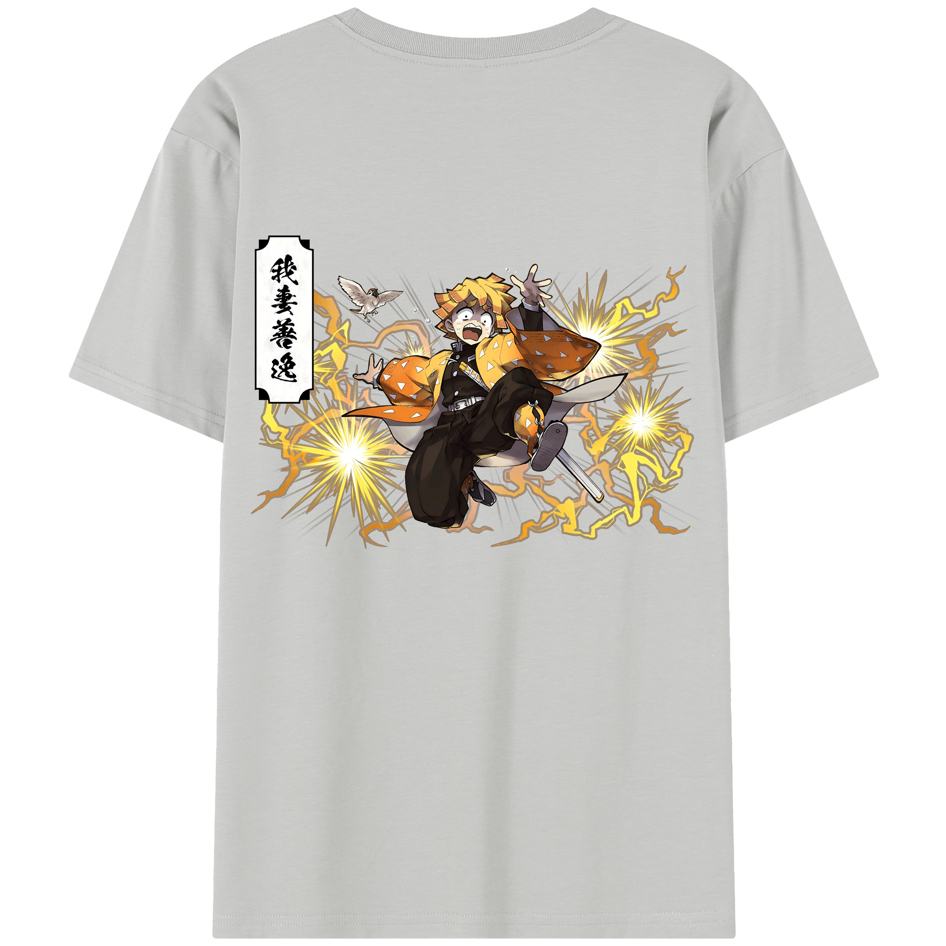 （画像用） 鬼滅の刃（きめつのやいば）我妻 善逸／あがつま ぜんいつ Agatsuma Zenitsu レディース半袖Tシャツ(バックプリント)