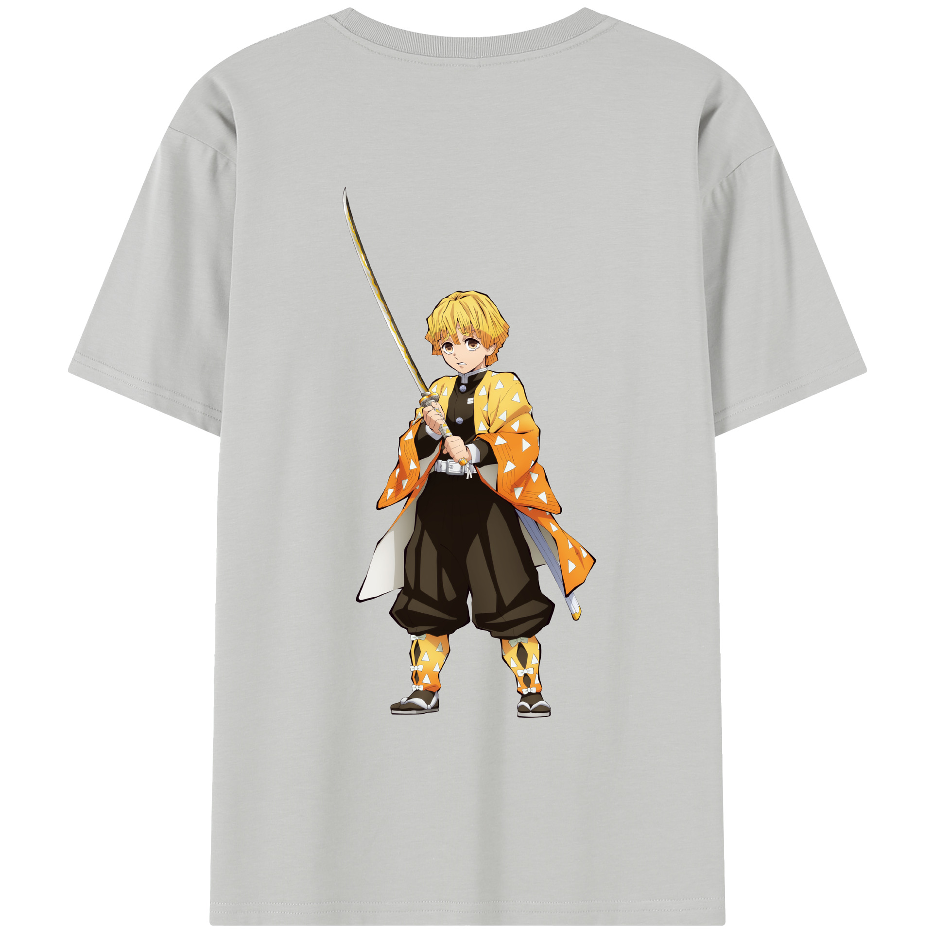 （画像用） 鬼滅の刃（きめつのやいば）我妻 善逸／あがつま ぜんいつ Agatsuma Zenitsu レディース半袖Tシャツ(バックプリント)