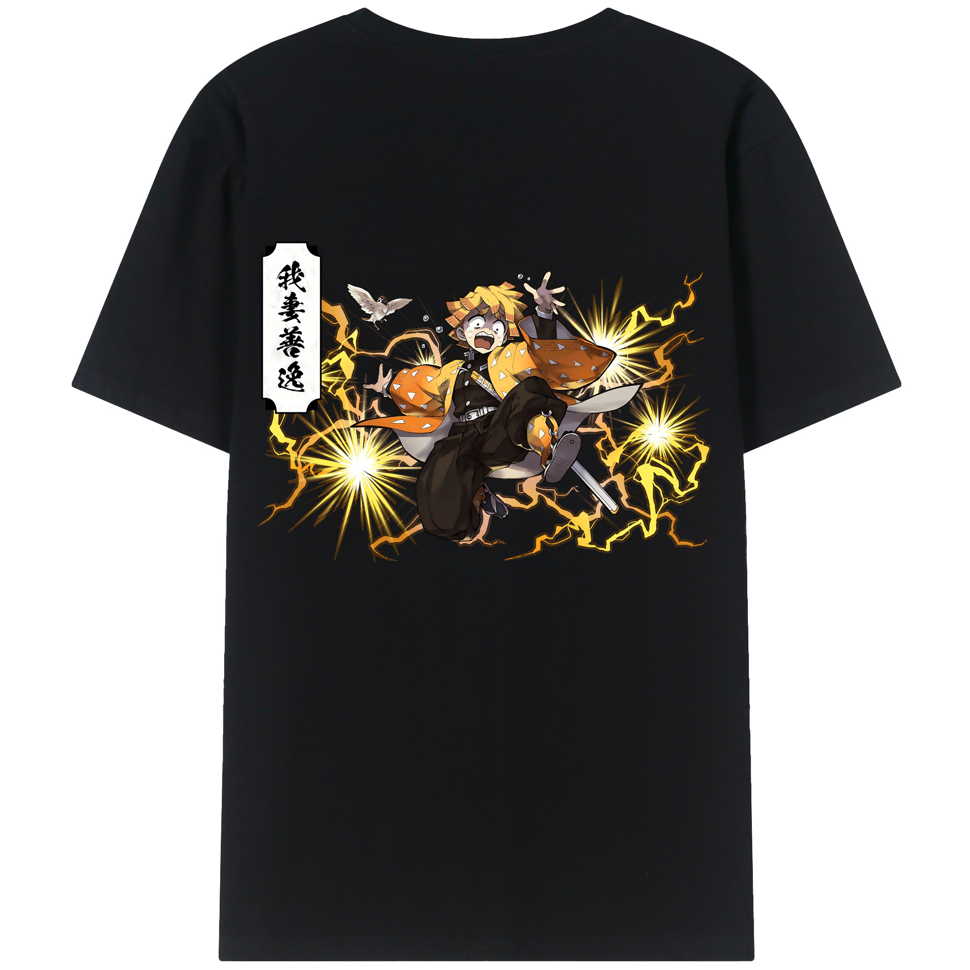 （画像用） 鬼滅の刃（きめつのやいば）我妻 善逸／あがつま ぜんいつ Agatsuma Zenitsu レディース半袖Tシャツ(バックプリント)