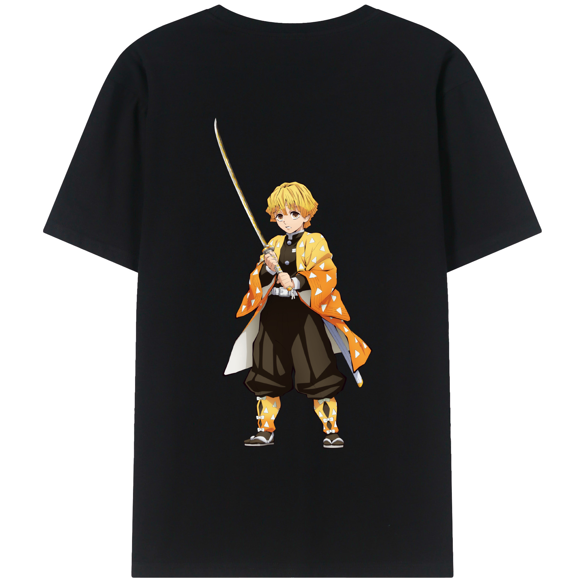 （画像用） 鬼滅の刃（きめつのやいば）我妻 善逸／あがつま ぜんいつ Agatsuma Zenitsu レディース半袖Tシャツ(バックプリント)