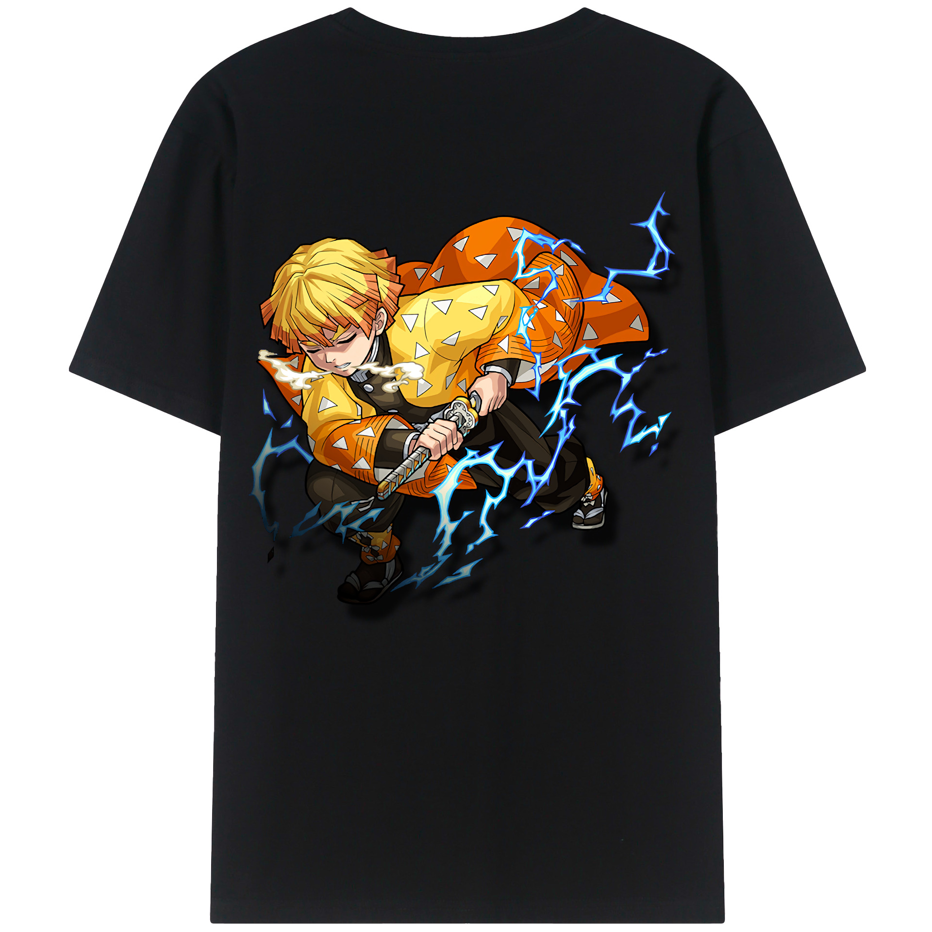 （画像用） 鬼滅の刃（きめつのやいば）我妻 善逸／あがつま ぜんいつ Agatsuma Zenitsu レディース半袖Tシャツ(バックプリント)