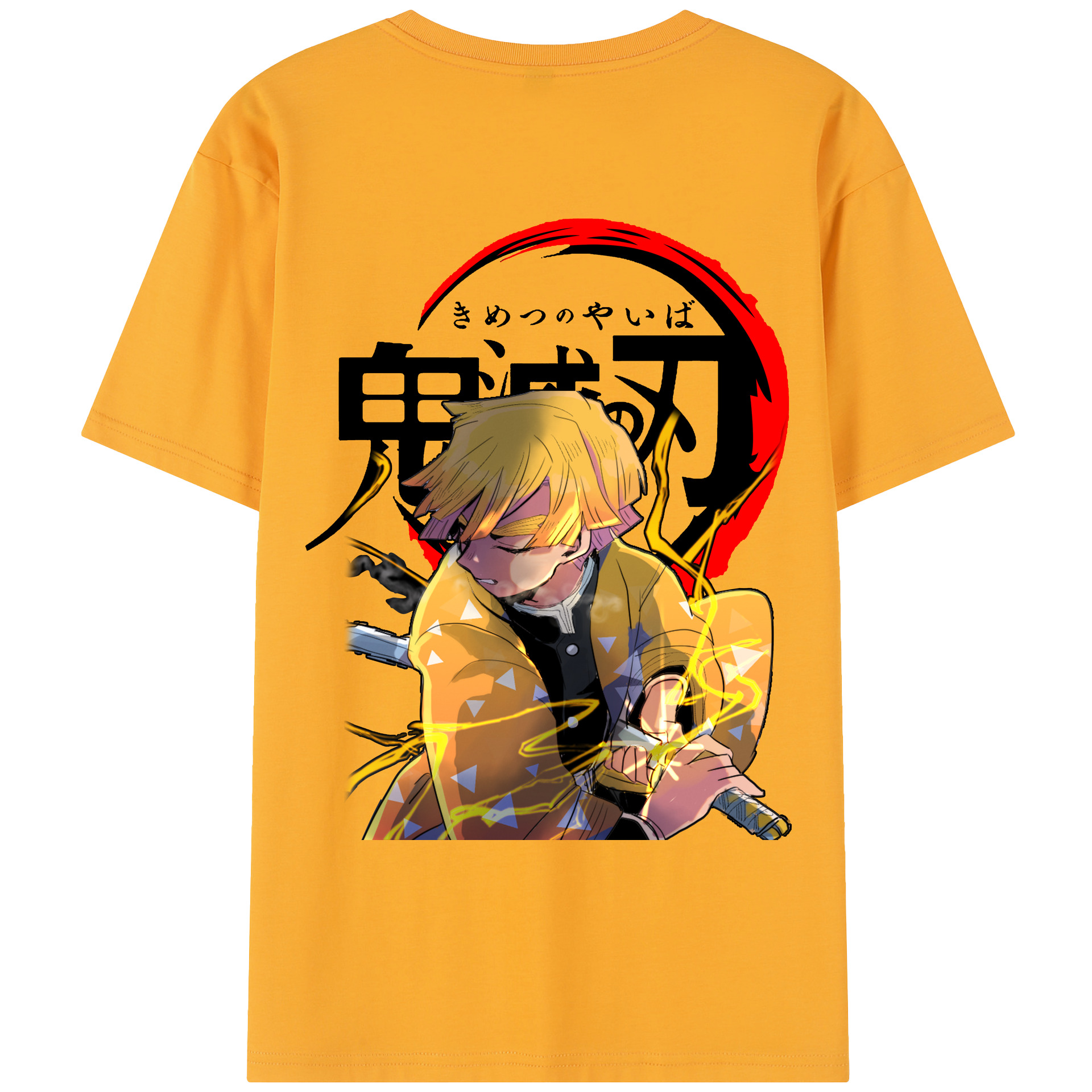 （画像用） 鬼滅の刃（きめつのやいば）我妻 善逸／あがつま ぜんいつ Agatsuma Zenitsu レディース半袖Tシャツ(バックプリント)