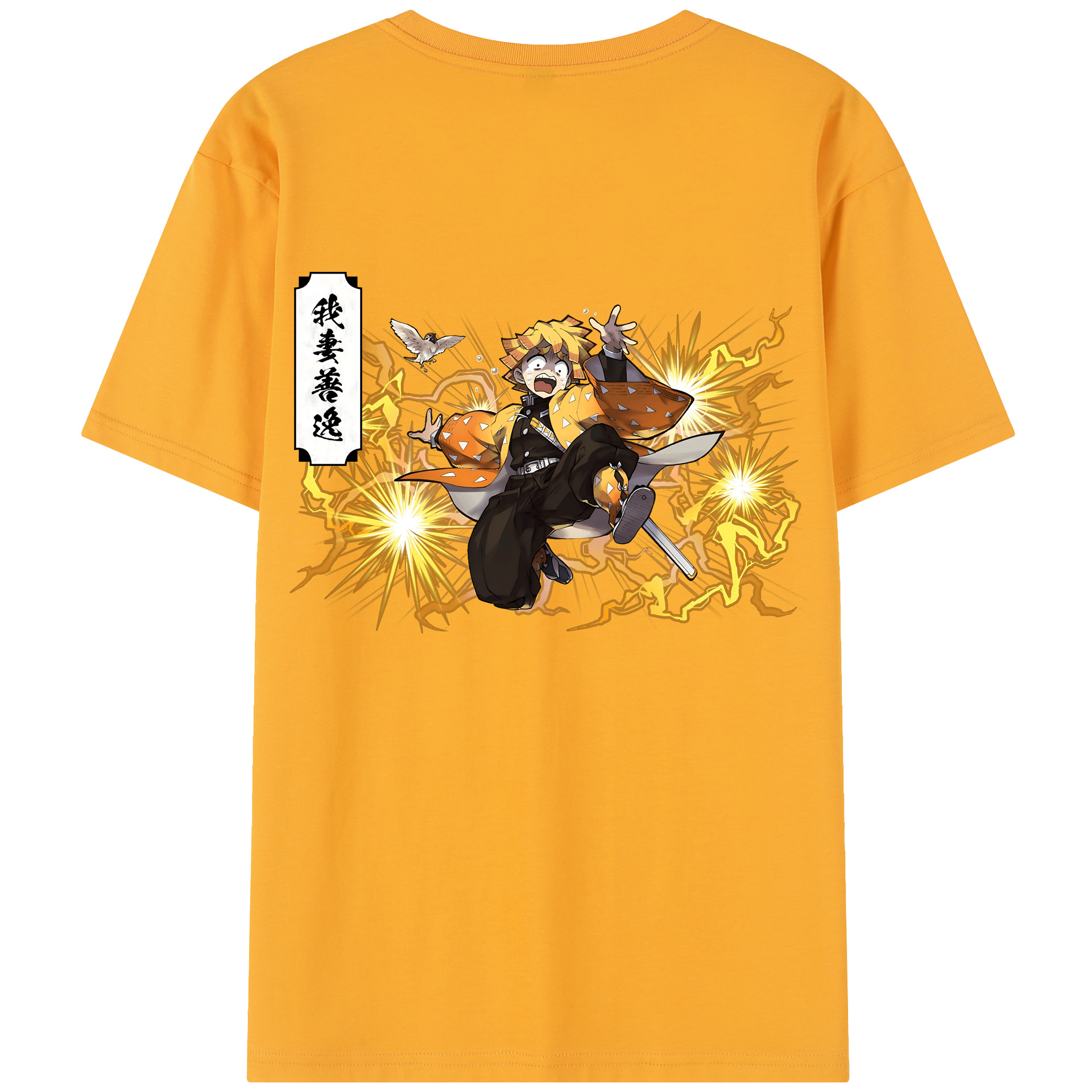 （画像用） 鬼滅の刃（きめつのやいば）我妻 善逸／あがつま ぜんいつ Agatsuma Zenitsu レディース半袖Tシャツ(バックプリント)