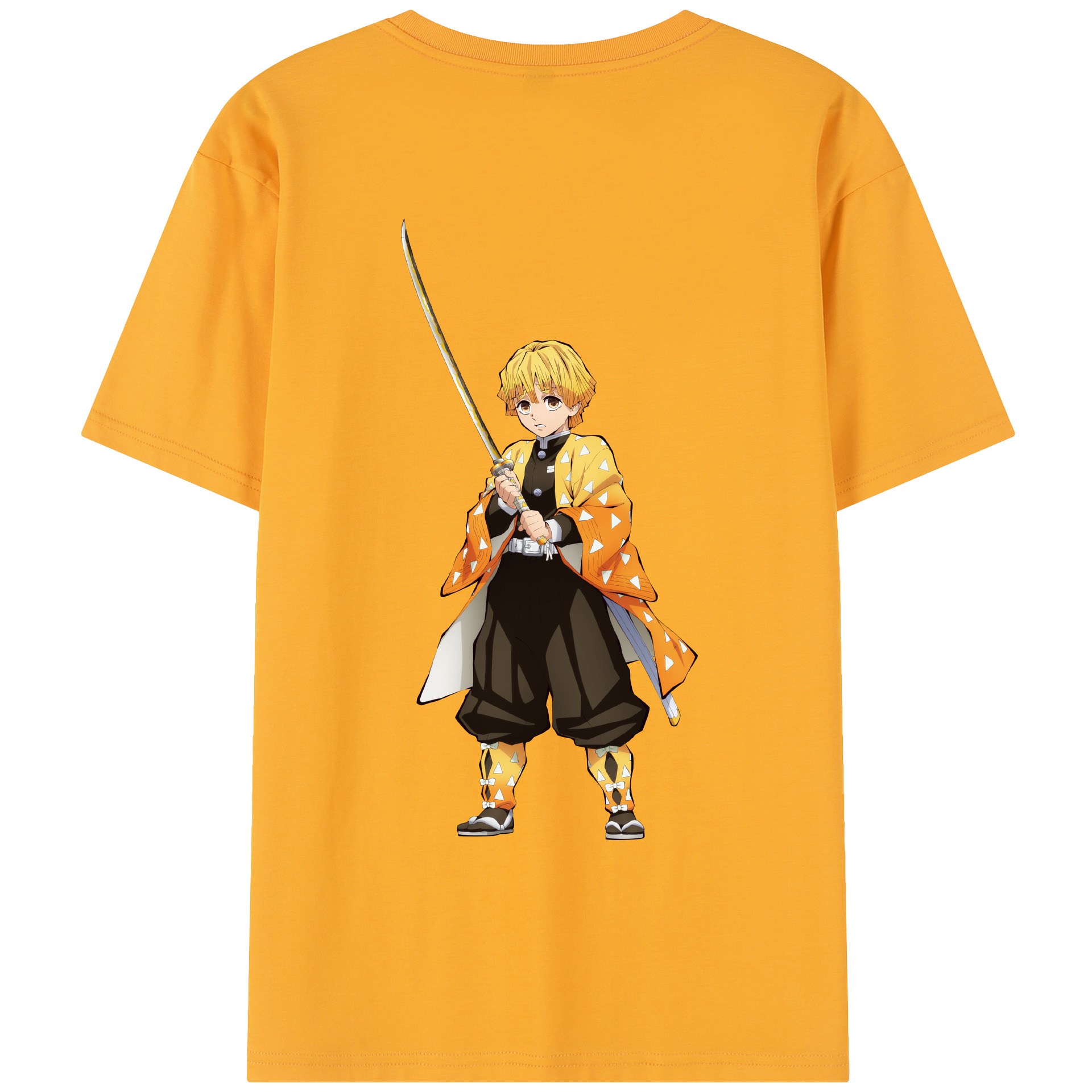 （画像用） 鬼滅の刃（きめつのやいば）我妻 善逸／あがつま ぜんいつ Agatsuma Zenitsu レディース半袖Tシャツ(バックプリント)