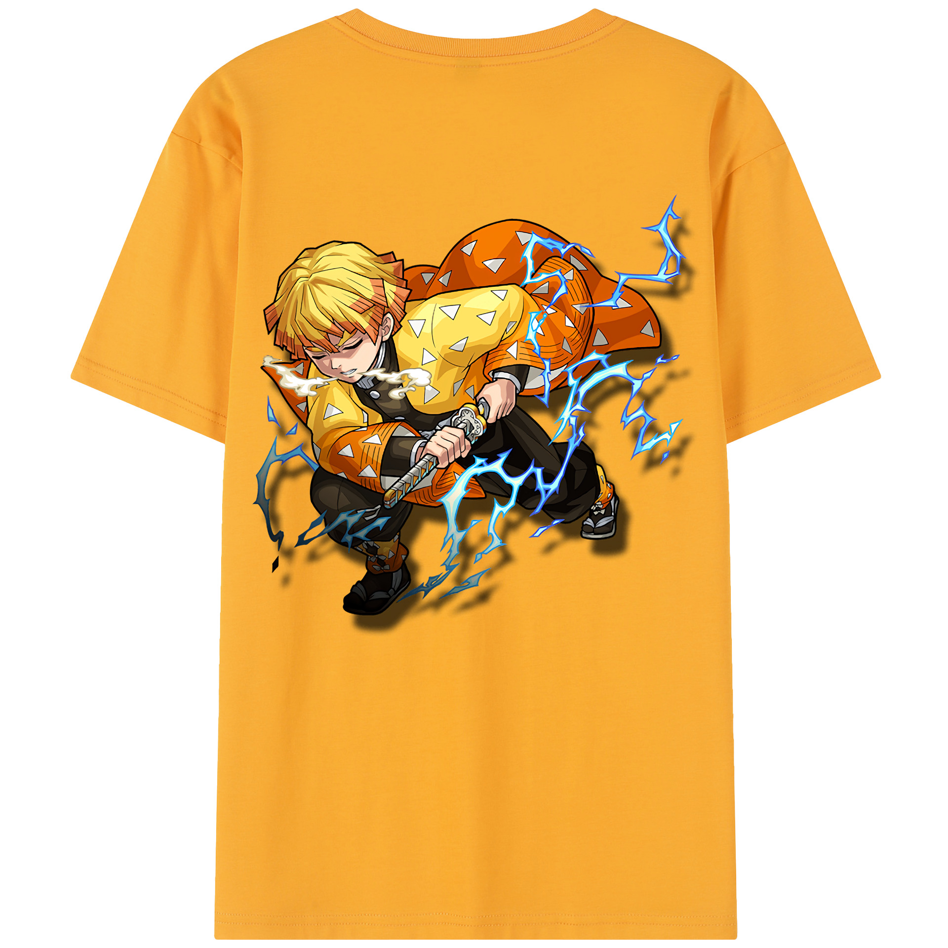 （画像用） 鬼滅の刃（きめつのやいば）我妻 善逸／あがつま ぜんいつ Agatsuma Zenitsu レディース半袖Tシャツ(バックプリント)