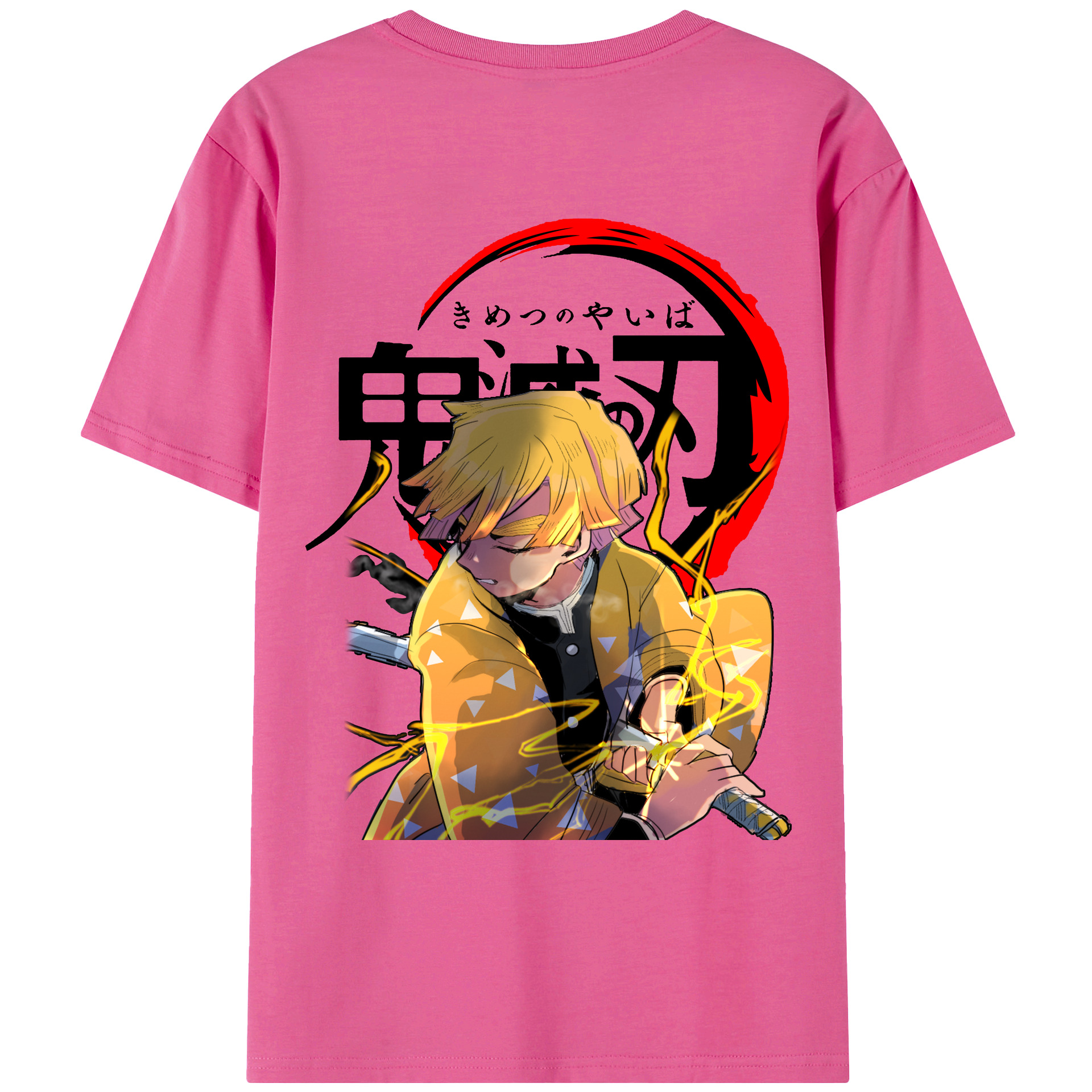 （画像用） 鬼滅の刃（きめつのやいば）我妻 善逸／あがつま ぜんいつ Agatsuma Zenitsu レディース半袖Tシャツ(バックプリント)