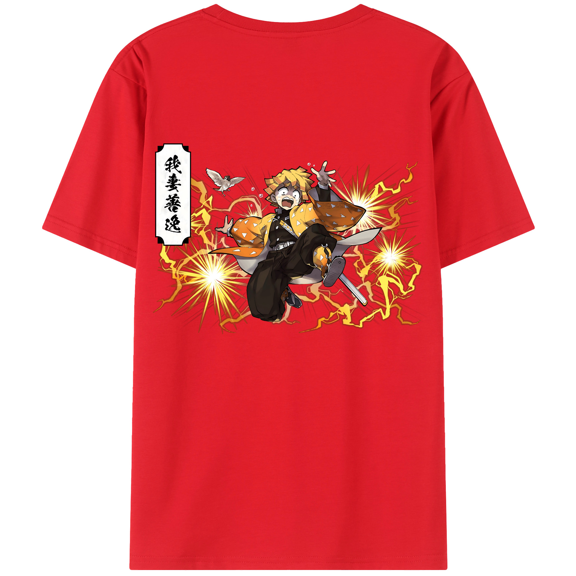 （画像用） 鬼滅の刃（きめつのやいば）我妻 善逸／あがつま ぜんいつ Agatsuma Zenitsu レディース半袖Tシャツ(バックプリント)