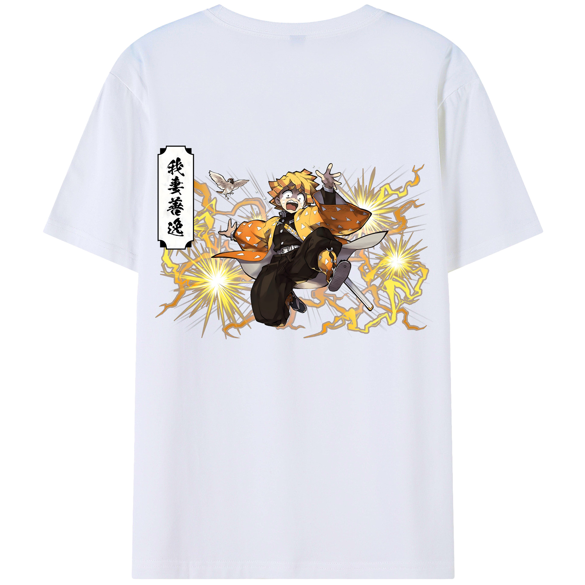 （画像用） 鬼滅の刃（きめつのやいば）我妻 善逸／あがつま ぜんいつ Agatsuma Zenitsu レディース半袖Tシャツ(バックプリント)
