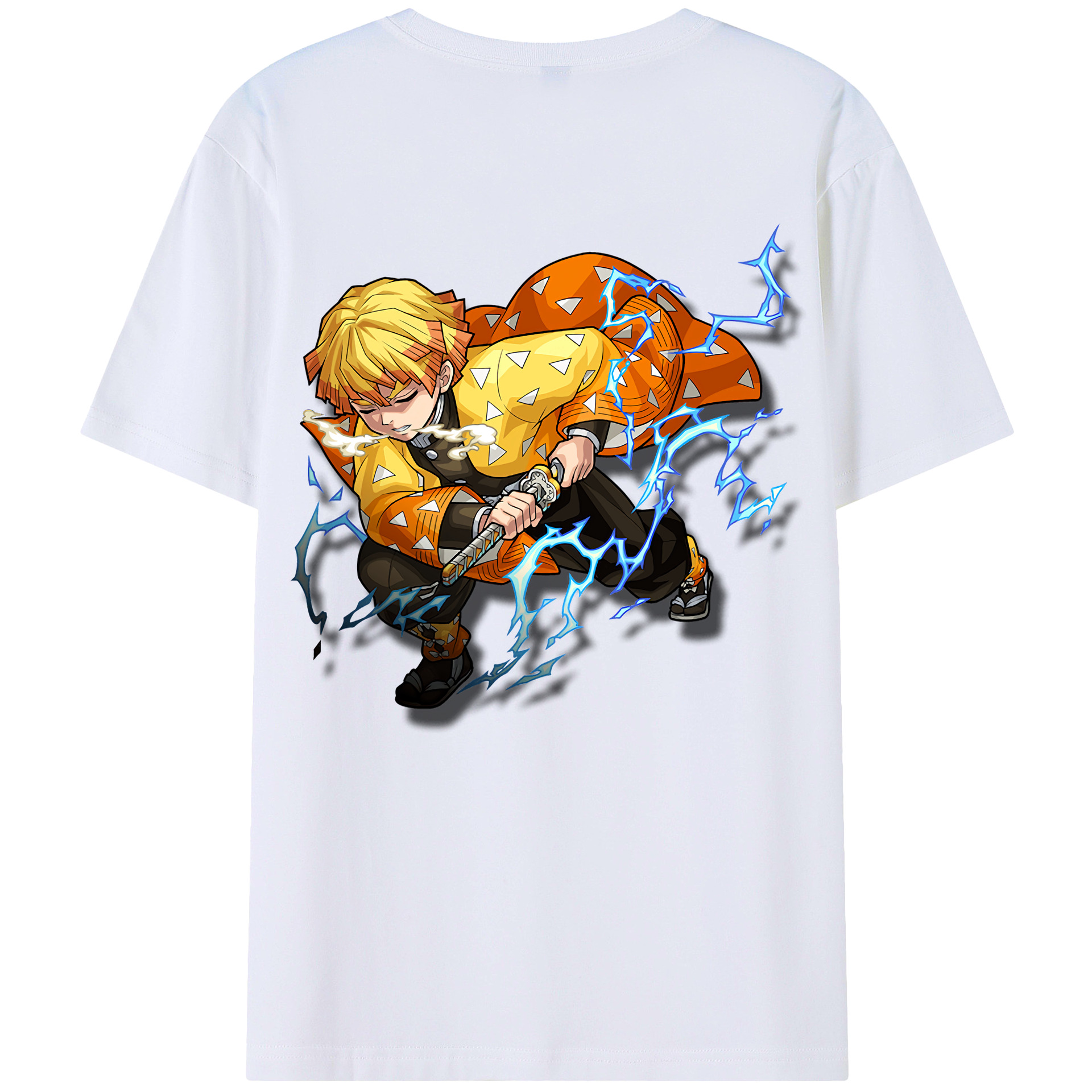 （画像用） 鬼滅の刃（きめつのやいば）我妻 善逸／あがつま ぜんいつ Agatsuma Zenitsu レディース半袖Tシャツ(バックプリント)