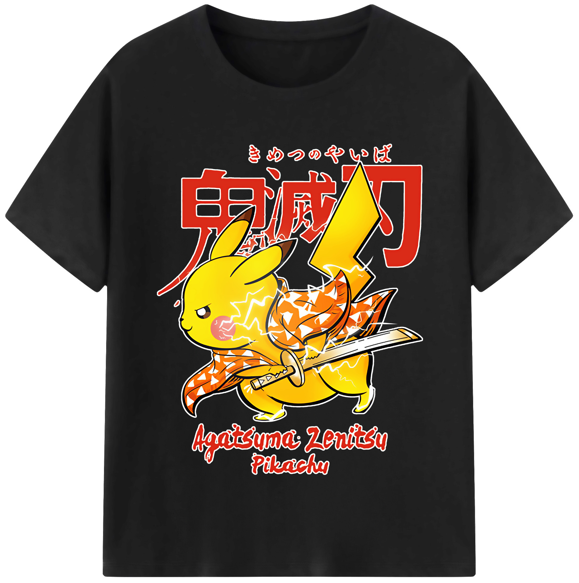 （画像用） 鬼滅の刃（きめつのやいば）我妻 善逸／あがつま ぜんいつ Agatsuma Zenitsu レディースカジュアルプリントTシャツ（綿100％）