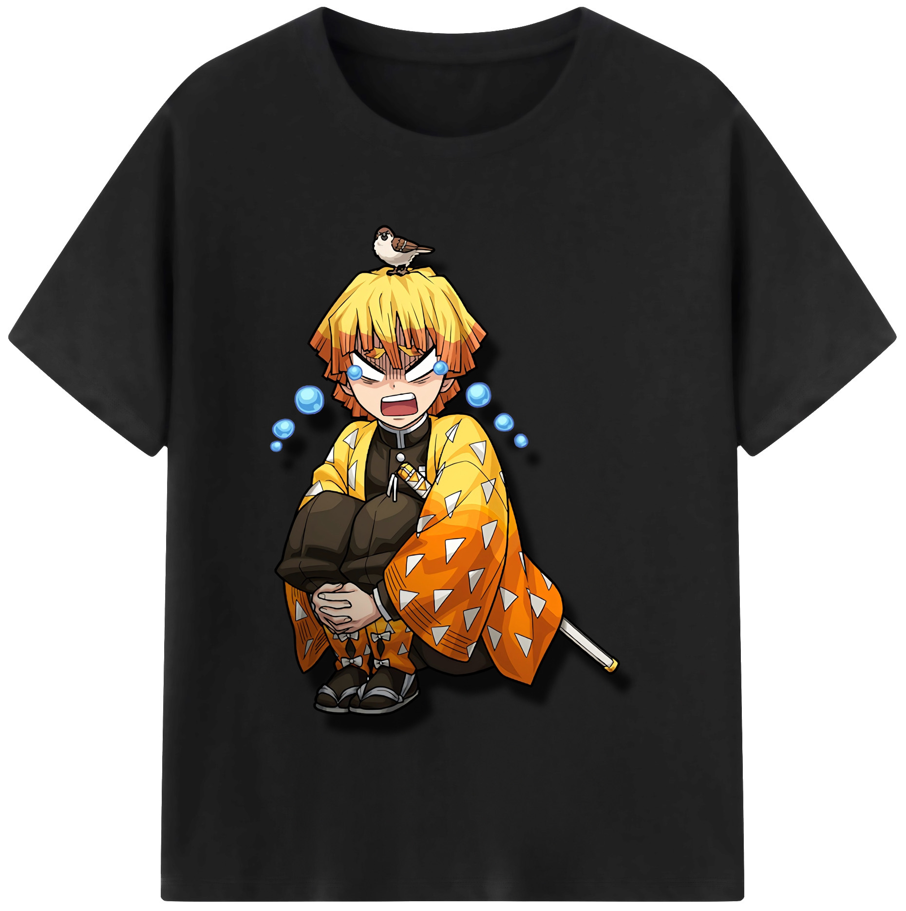 （画像用） 鬼滅の刃（きめつのやいば）我妻 善逸／あがつま ぜんいつ Agatsuma Zenitsu レディースカジュアルプリントTシャツ（綿100％）