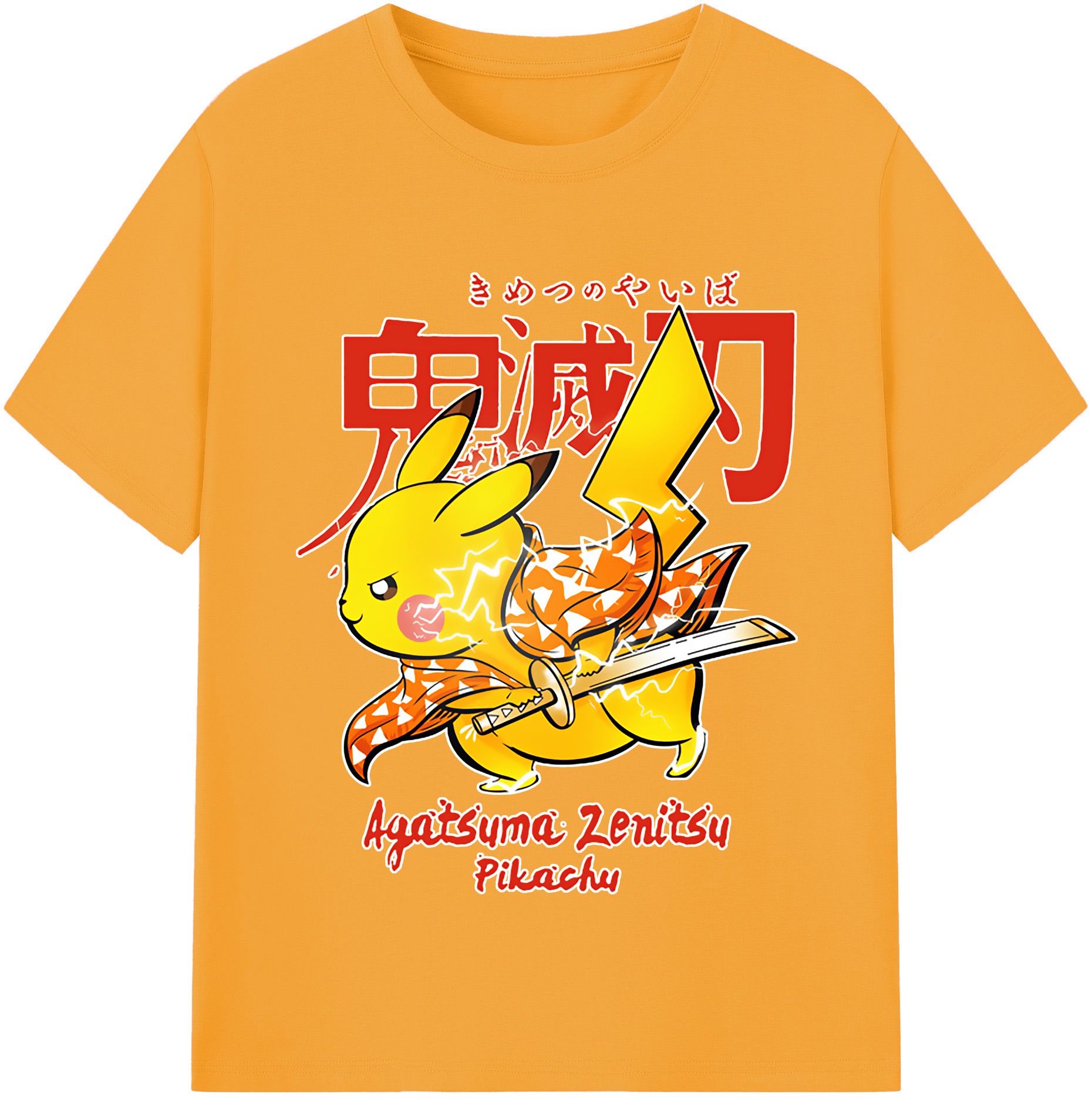 （画像用） 鬼滅の刃（きめつのやいば）我妻 善逸／あがつま ぜんいつ Agatsuma Zenitsu レディースカジュアルプリントTシャツ（綿100％）