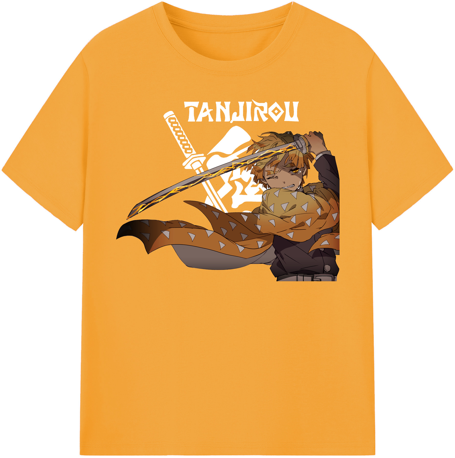 （画像用） 鬼滅の刃（きめつのやいば）我妻 善逸／あがつま ぜんいつ Agatsuma Zenitsu レディースカジュアルプリントTシャツ（綿100％）