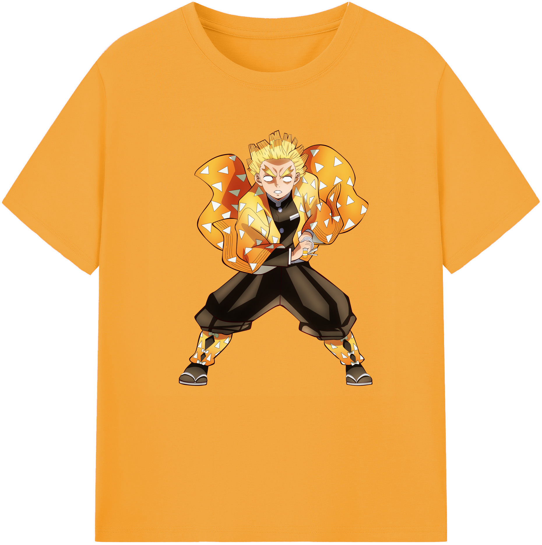 （画像用） 鬼滅の刃（きめつのやいば）我妻 善逸／あがつま ぜんいつ Agatsuma Zenitsu レディースカジュアルプリントTシャツ（綿100％）