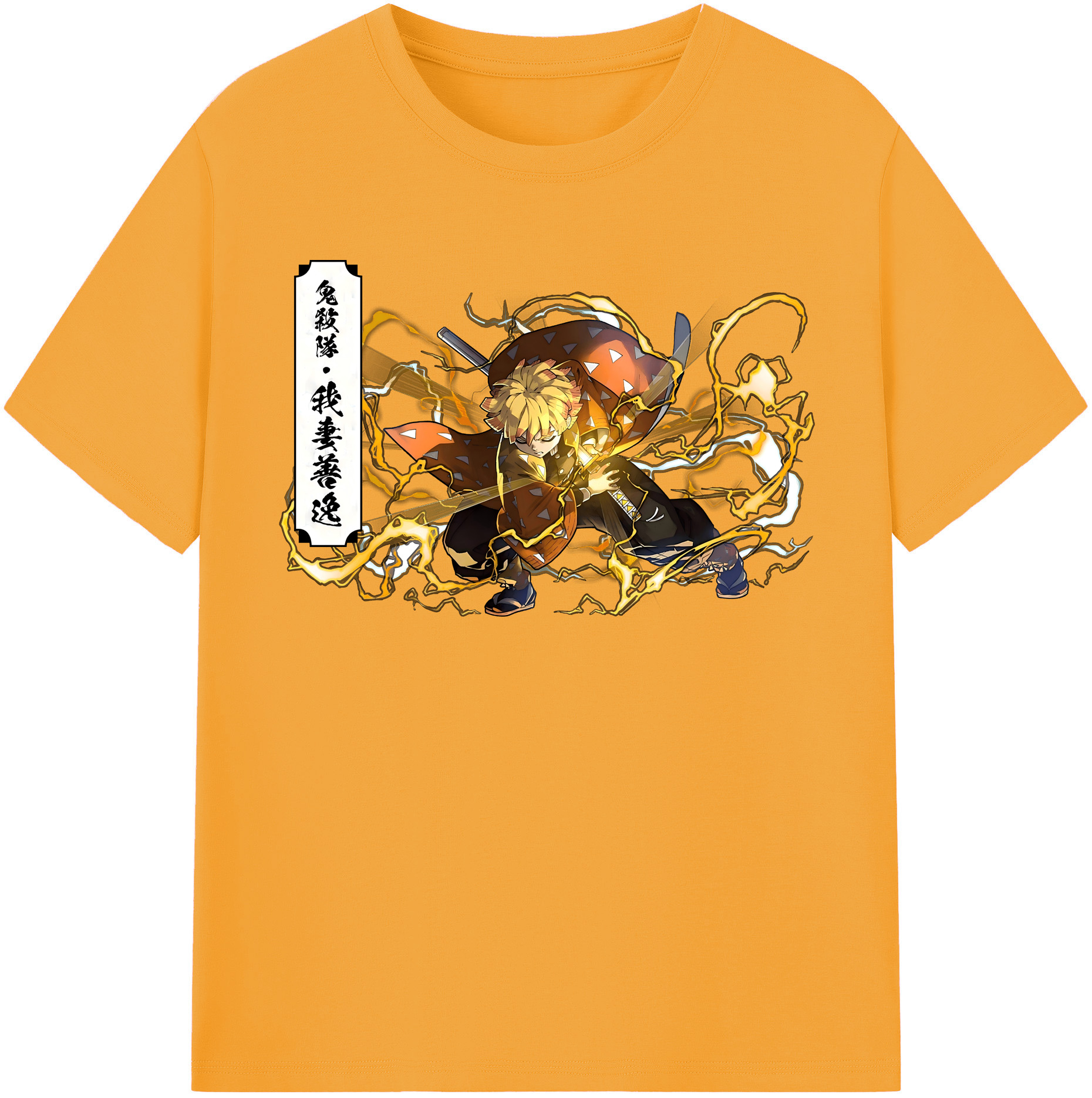 （画像用） 鬼滅の刃（きめつのやいば）我妻 善逸／あがつま ぜんいつ Agatsuma Zenitsu レディースカジュアルプリントTシャツ（綿100％）