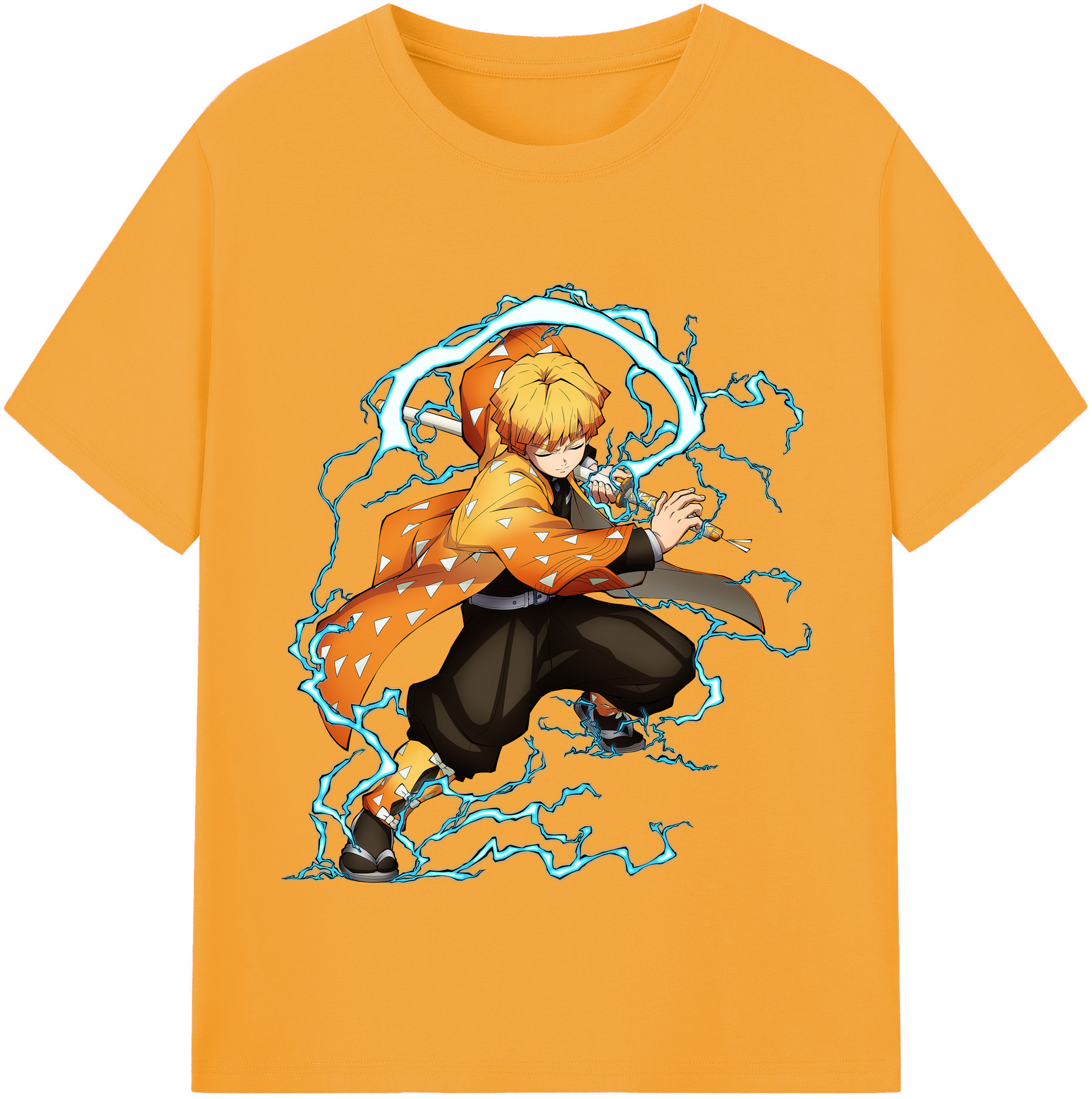 （画像用） 鬼滅の刃（きめつのやいば）我妻 善逸／あがつま ぜんいつ Agatsuma Zenitsu レディースカジュアルプリントTシャツ（綿100％）