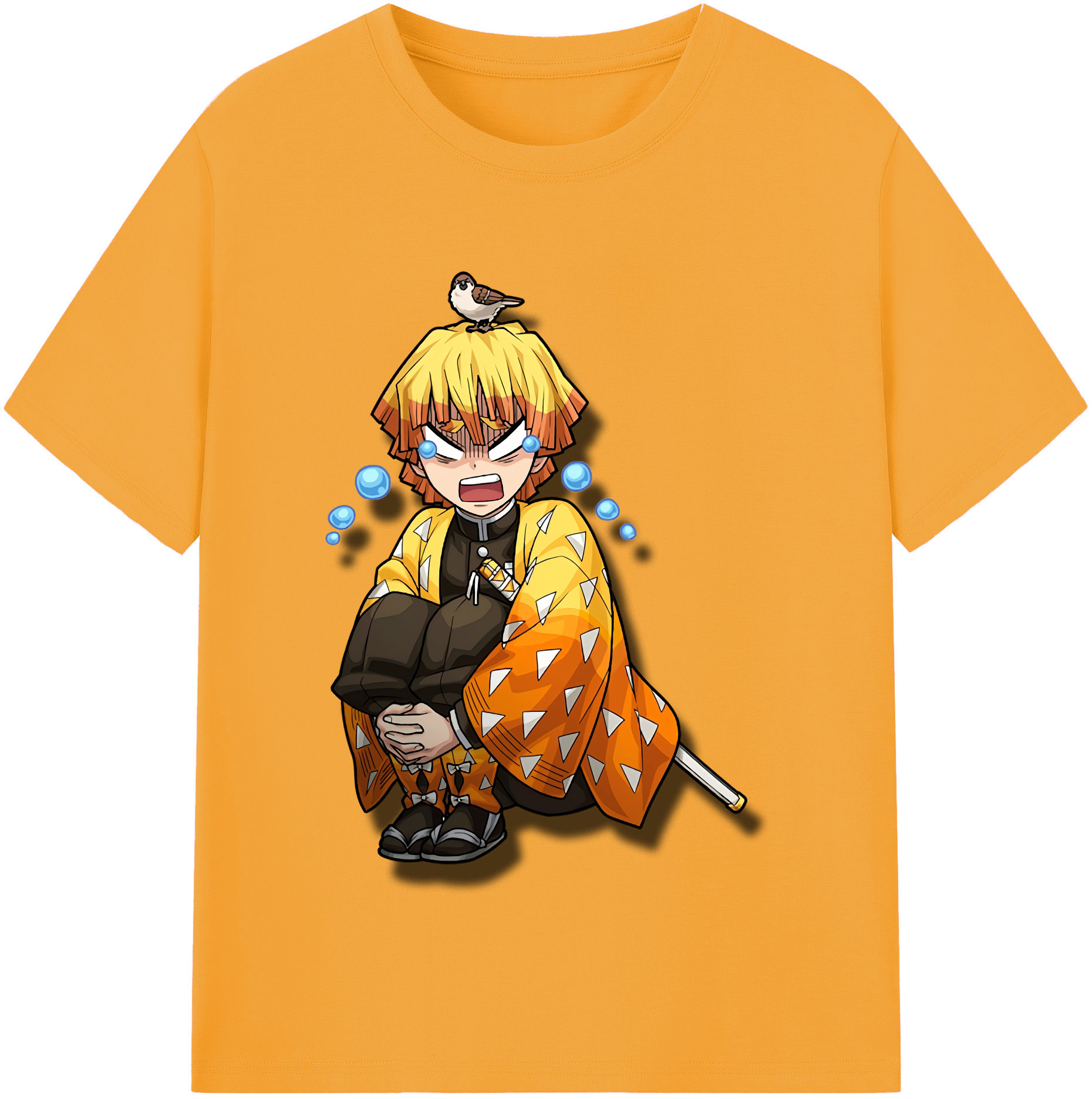 （画像用） 鬼滅の刃（きめつのやいば）我妻 善逸／あがつま ぜんいつ Agatsuma Zenitsu レディースカジュアルプリントTシャツ（綿100％）