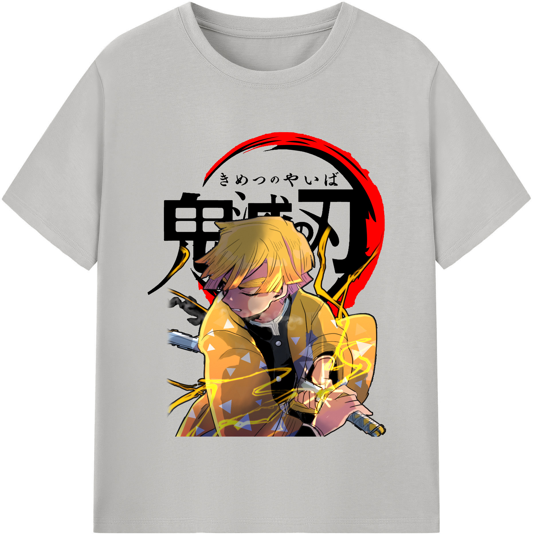 （画像用） 鬼滅の刃（きめつのやいば）我妻 善逸／あがつま ぜんいつ Agatsuma Zenitsu レディースカジュアルプリントTシャツ（綿100％）