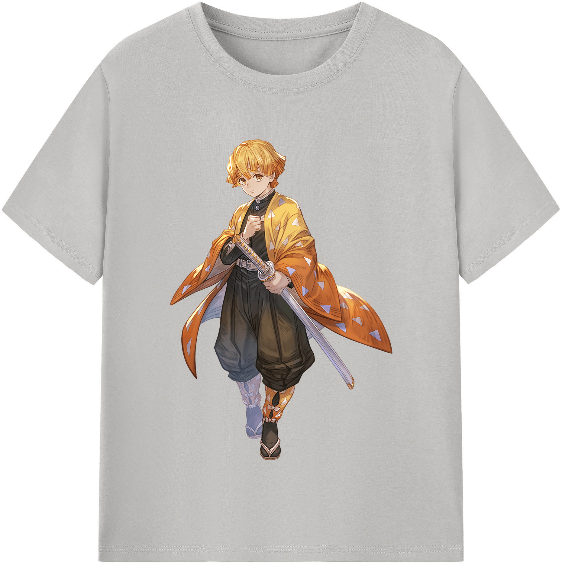 （画像用） 鬼滅の刃（きめつのやいば）我妻 善逸／あがつま ぜんいつ Agatsuma Zenitsu レディースカジュアルプリントTシャツ（綿100％）