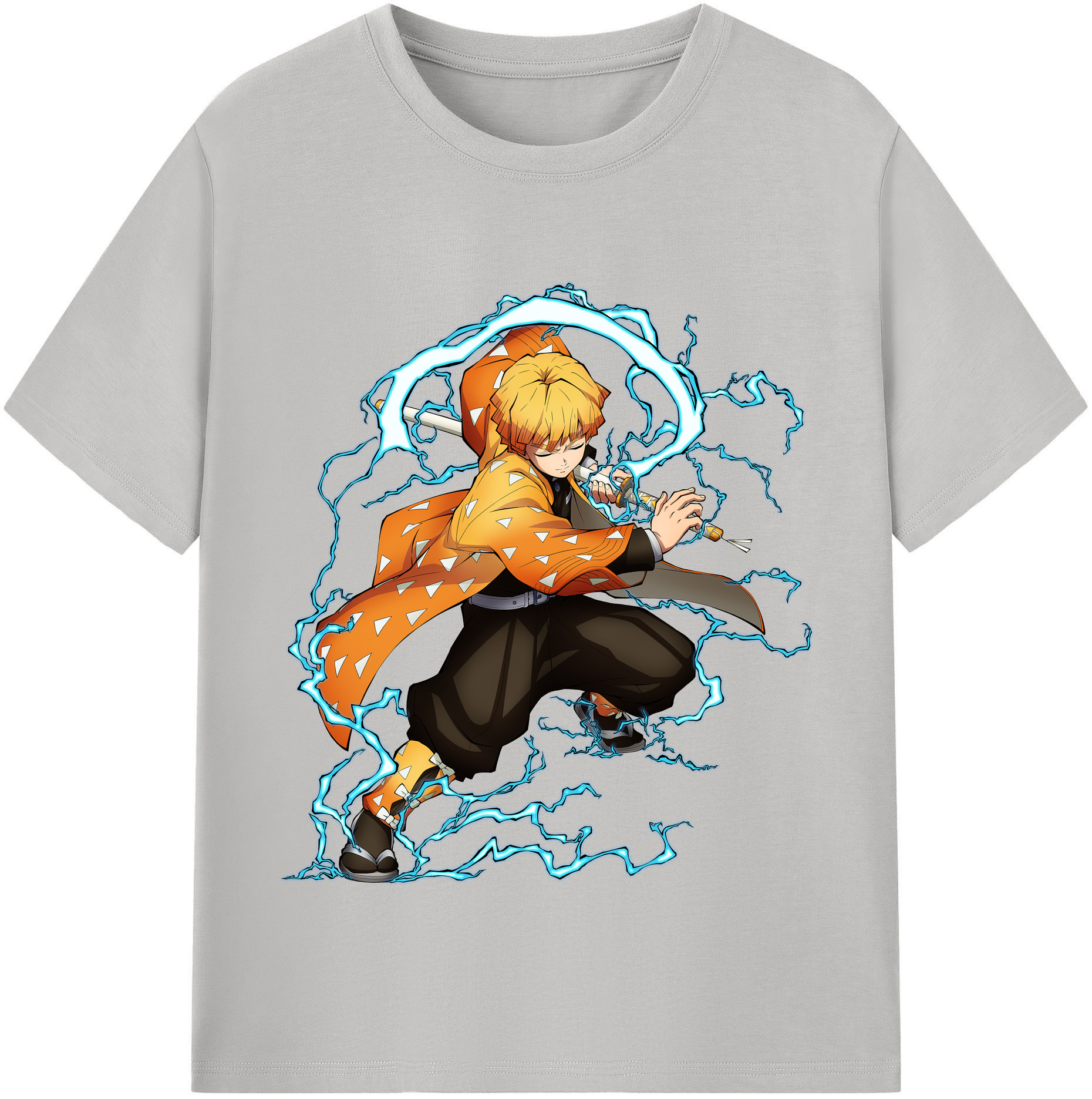 （画像用） 鬼滅の刃（きめつのやいば）我妻 善逸／あがつま ぜんいつ Agatsuma Zenitsu レディースカジュアルプリントTシャツ（綿100％）