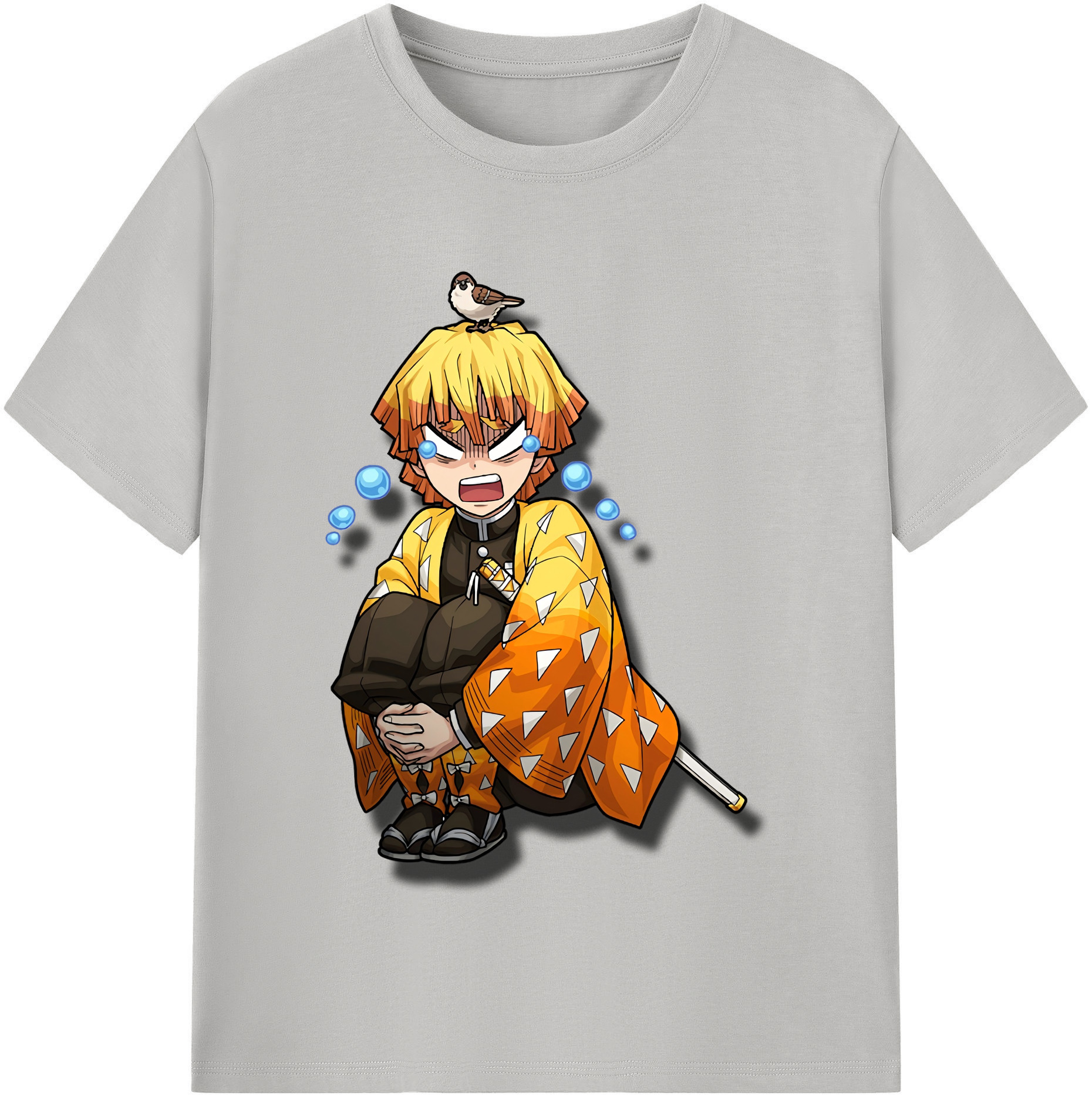 （画像用） 鬼滅の刃（きめつのやいば）我妻 善逸／あがつま ぜんいつ Agatsuma Zenitsu レディースカジュアルプリントTシャツ（綿100％）