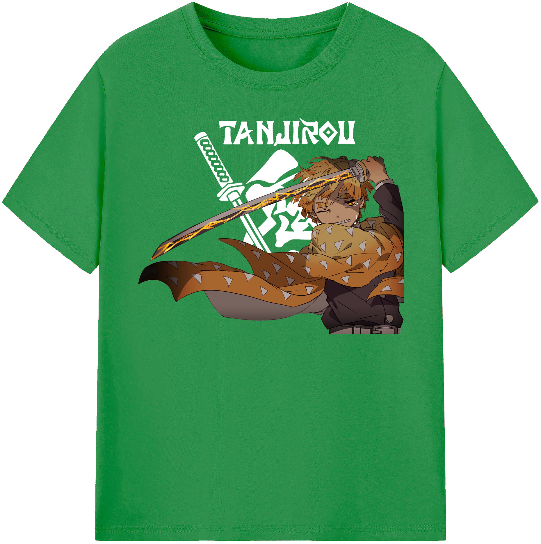 （画像用） 鬼滅の刃（きめつのやいば）我妻 善逸／あがつま ぜんいつ Agatsuma Zenitsu レディースカジュアルプリントTシャツ（綿100％）