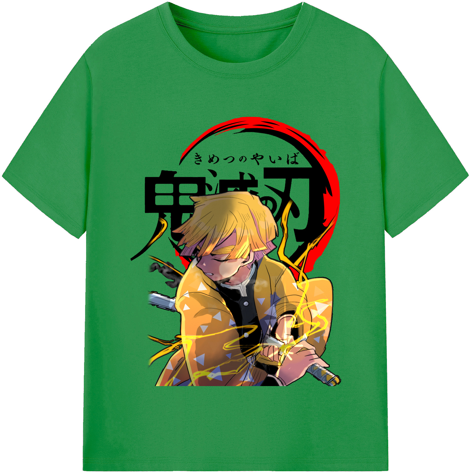 （画像用） 鬼滅の刃（きめつのやいば）我妻 善逸／あがつま ぜんいつ Agatsuma Zenitsu レディースカジュアルプリントTシャツ（綿100％）